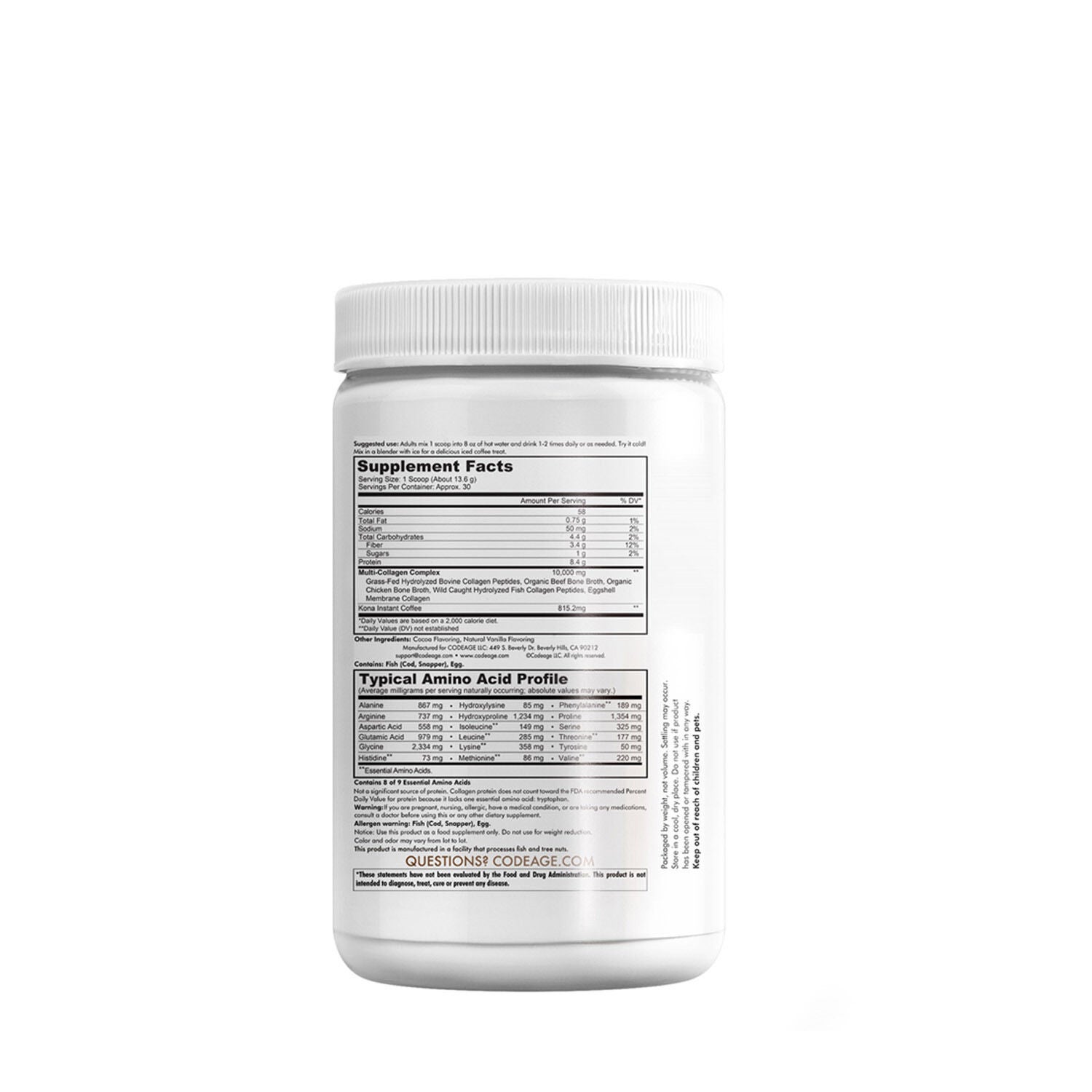 Hydrolyzed Multi Collagen Peptides Powder - 5 Types with Kona Coffee - 14.39 oz. (30 Servings)  | GNC