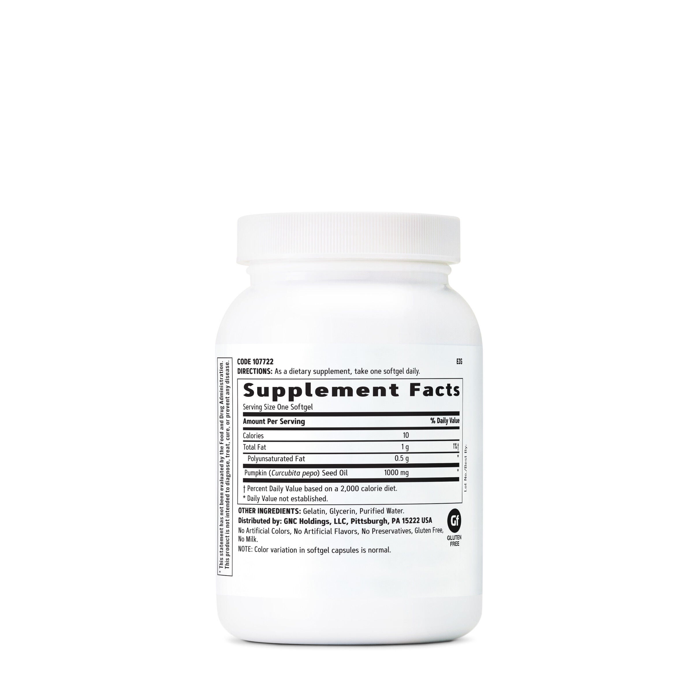Pumpkin Seed Oil 1000mg- 100 Softgels (100 Servings)  | GNC