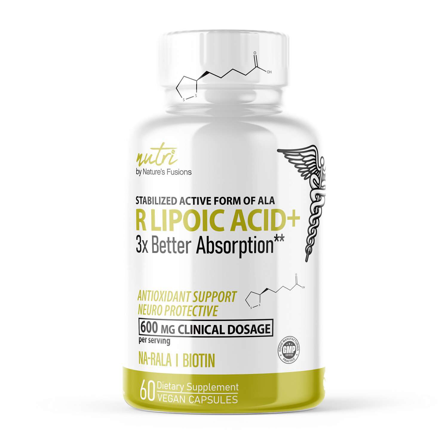 R Lipoic Acid Plus 600mg - 60 Vegan Capsules (30 Servings)  | GNC