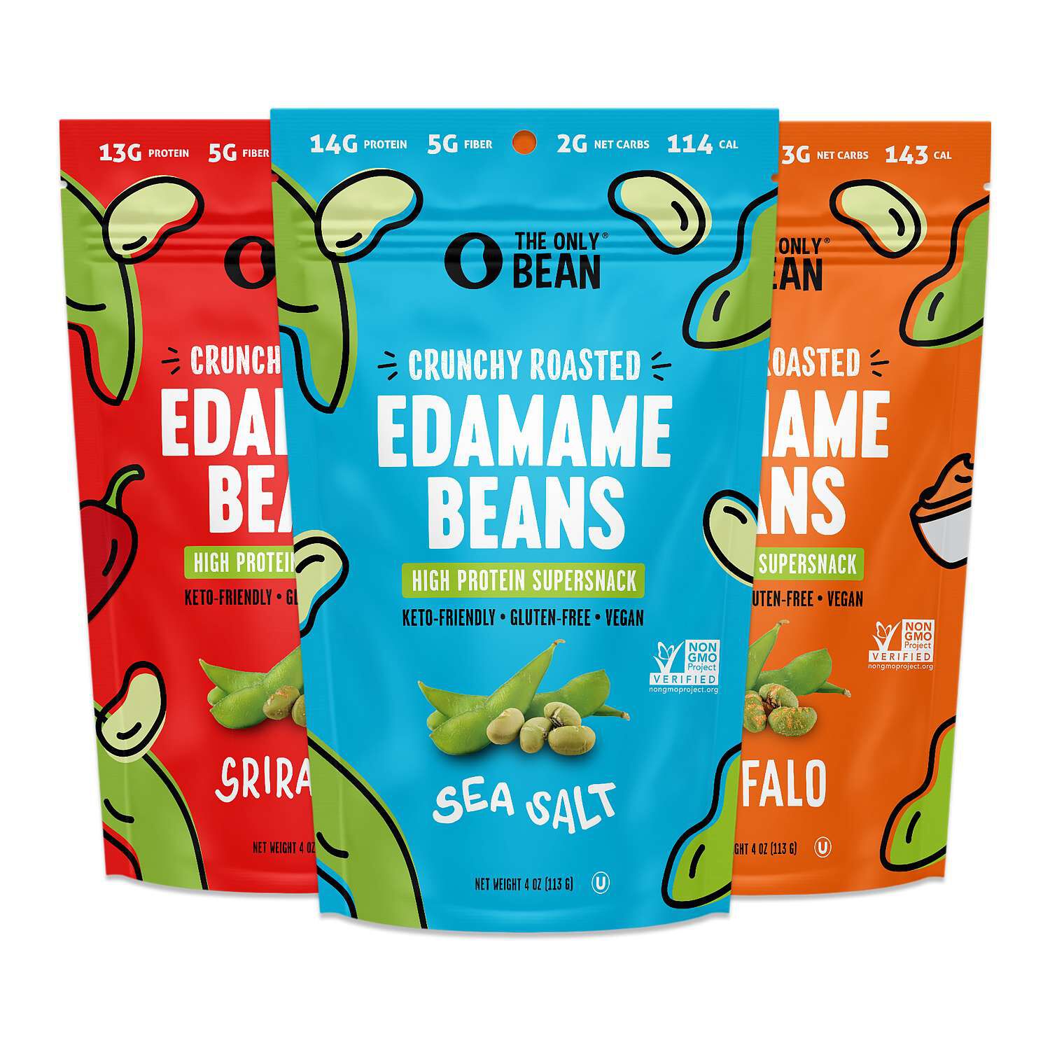 Crunchy Roasted Edamame Beans - Variety Pack (3 Bags)  | GNC