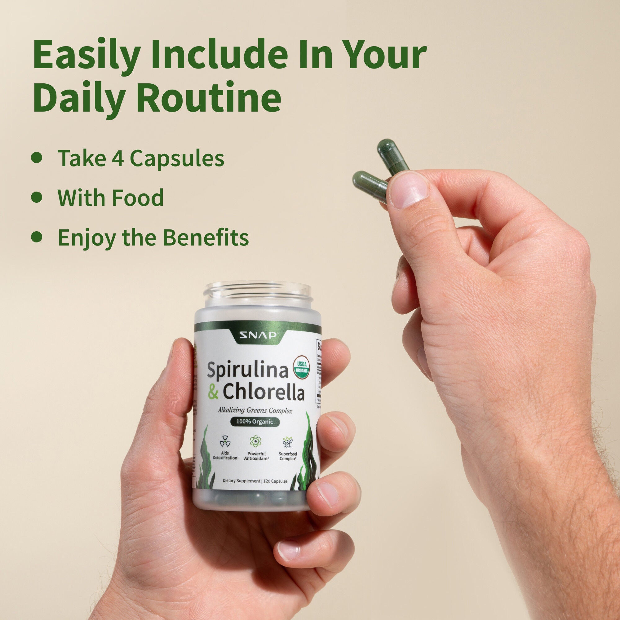 Organic Spirulina + Chlorella - 120 Capsules &#40;30 Servings&#41;  | GNC
