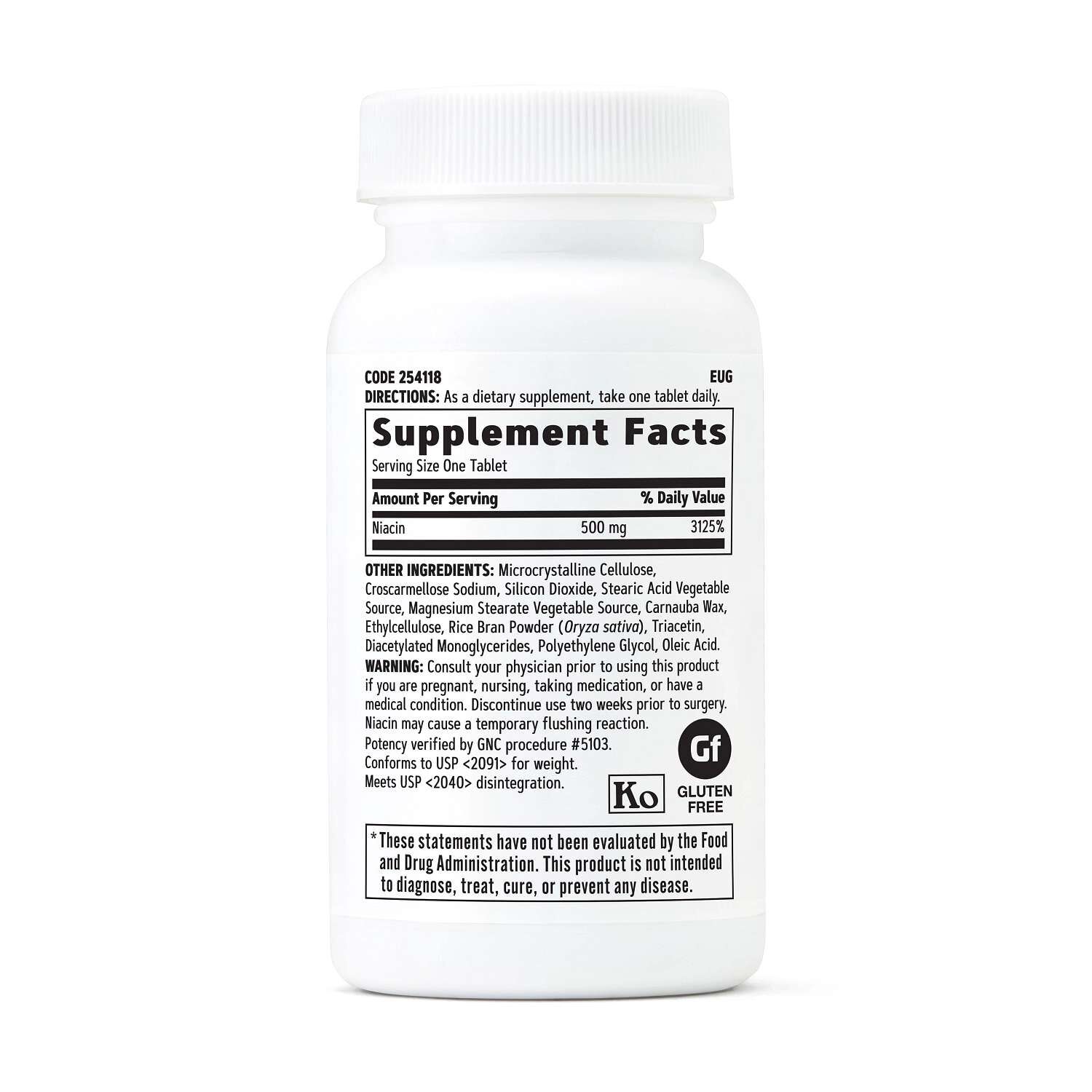 GNC Niacin Supplement Facts