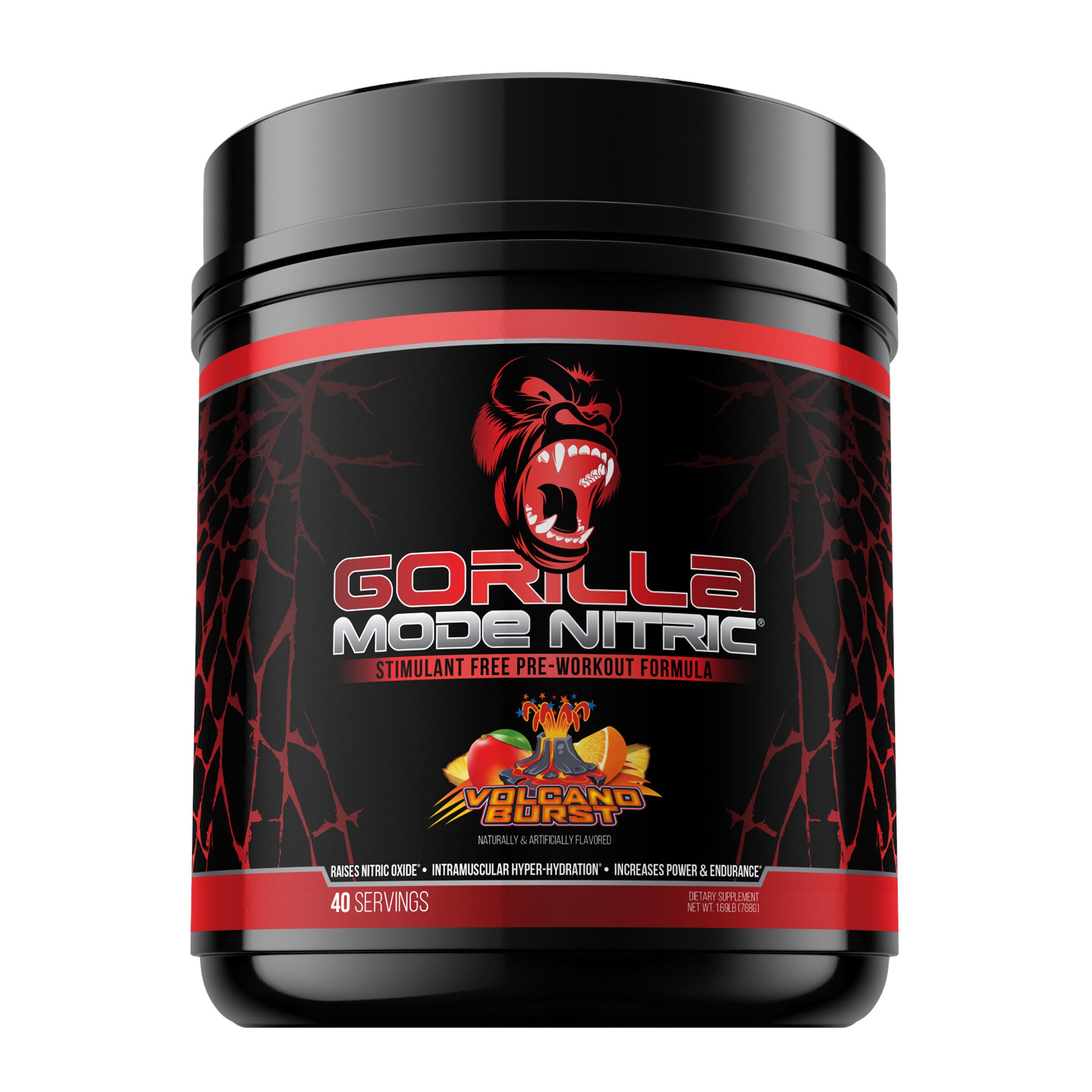 Gorilla Mode Nitric Stim Free Pre-Workout - Volcano Burst (40 Servings)  | GNC