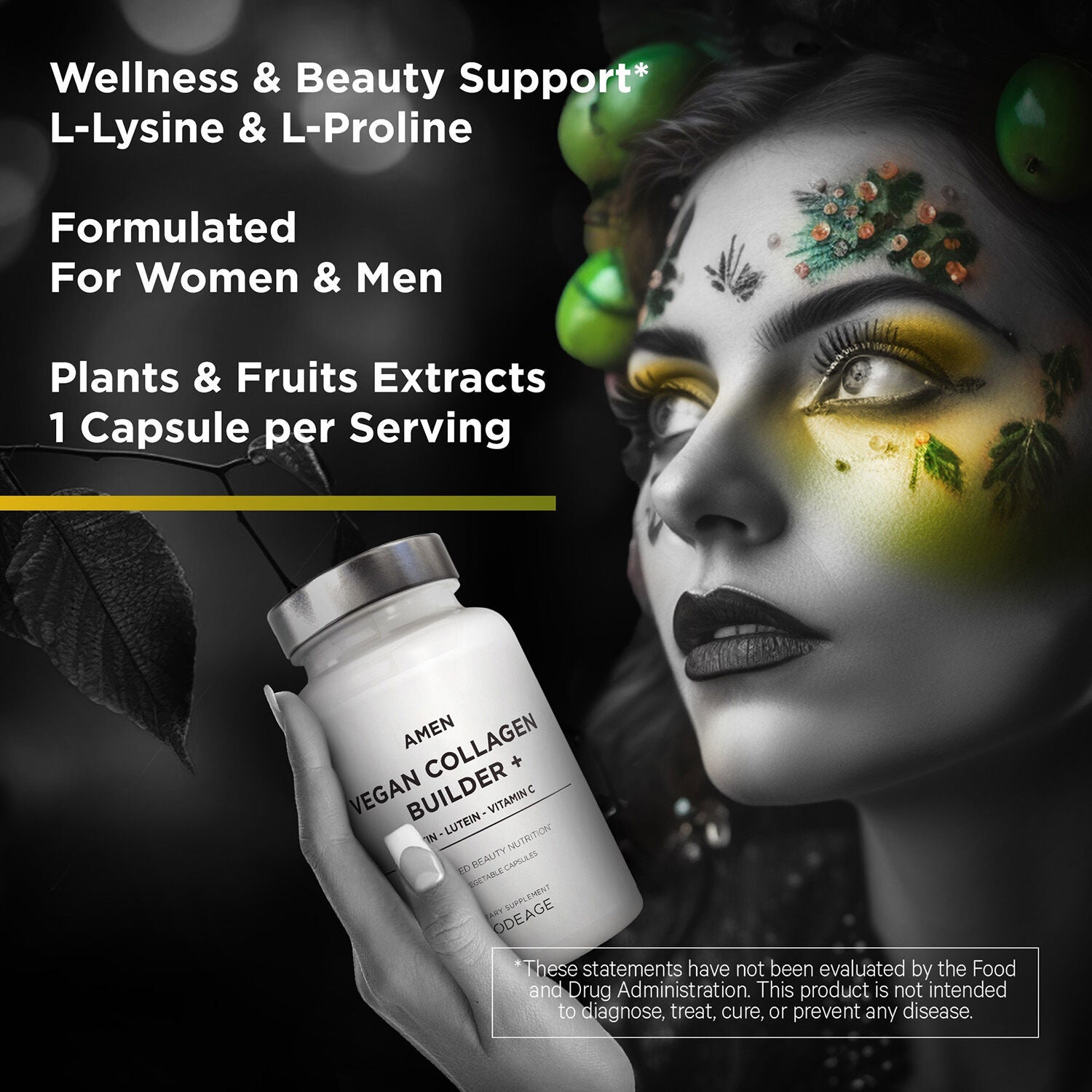 Amen Vegan Collagen Builder + Biotin and Vitamin C - 30 Tablets (30 Servings)  | GNC
