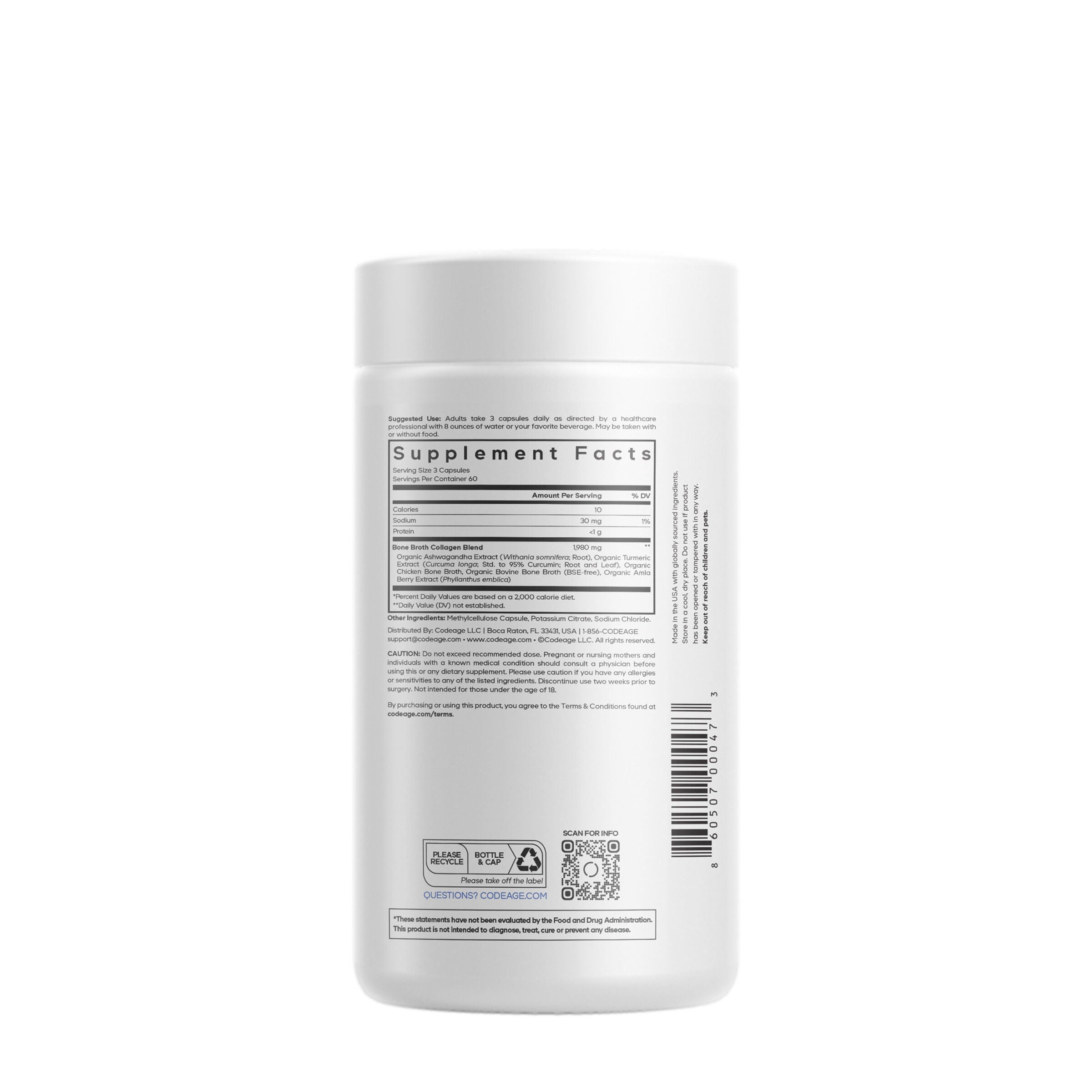 Bone Broth Collagen - 180 Capsules (60 Servings)  | GNC