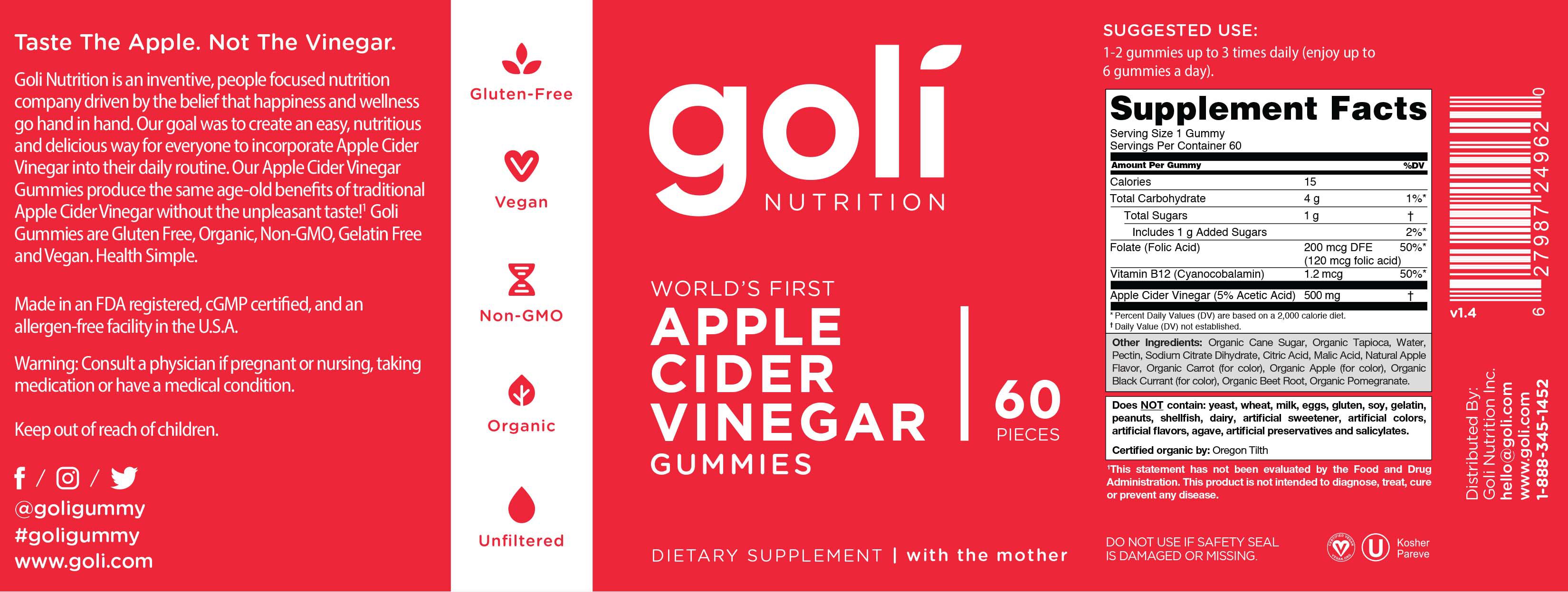 Goli Nutrition Apple Cider Vinegar Gummies Gnc