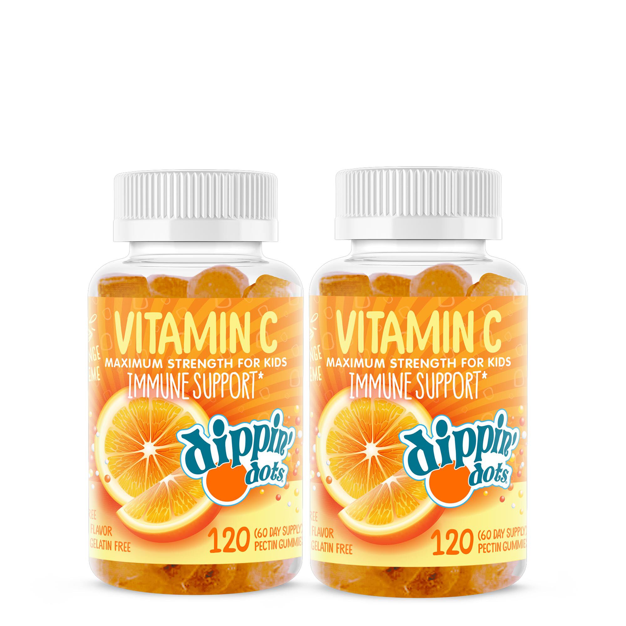 Dippin' Dots® Vitamin C Immunity Gummies - Orange Dippin' Dots® - Twin Pack (60 Servings Each)
