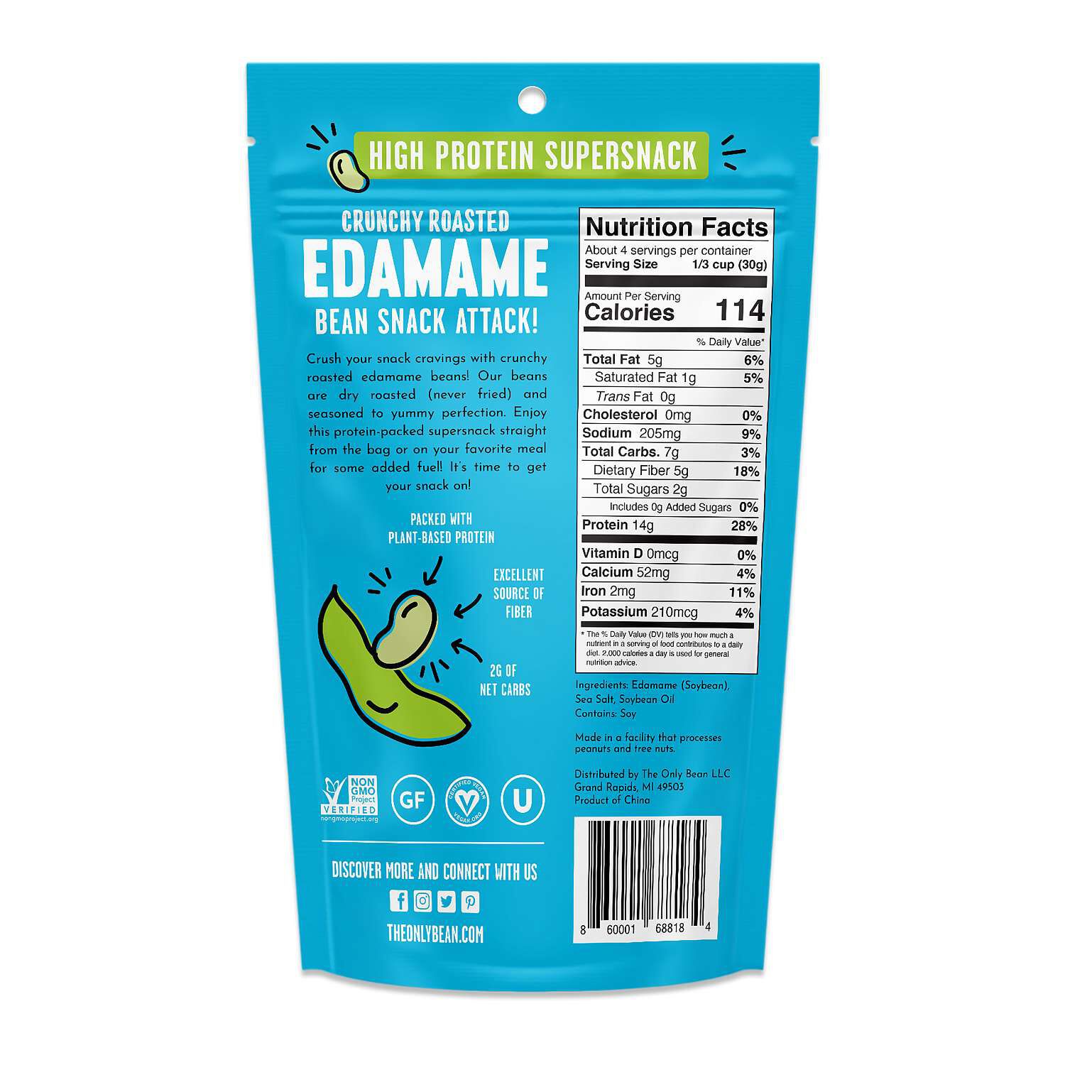 Crunchy Roasted Edamame Beans - Sea Salt (3 Bags)  | GNC