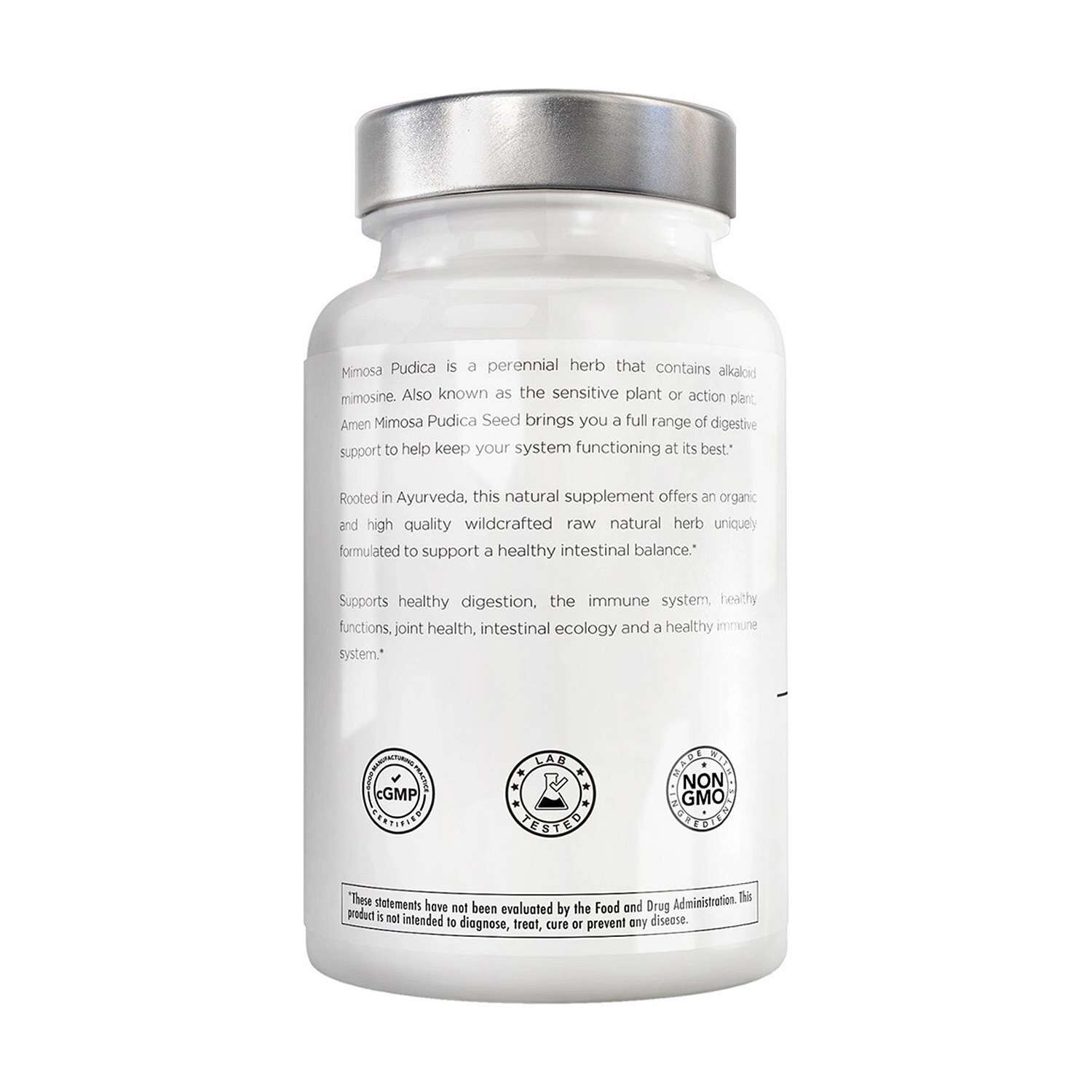 Amen Mimosa Pudica Seed 900 mg - Immune and Digestive Support - 120 Vegetable Capsules (60 Servings)  | GNC