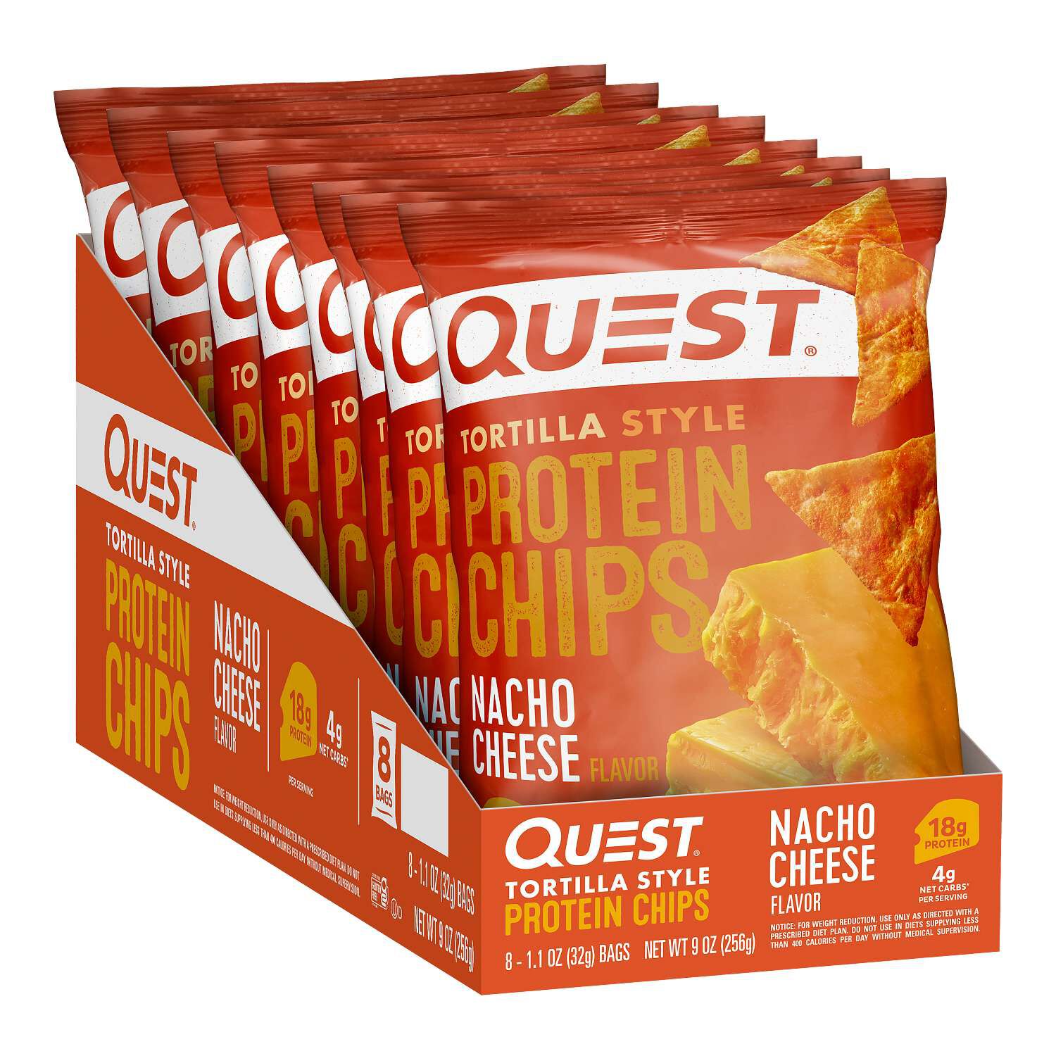 Tortilla Style Protein Chips - Nacho Cheese (8 Bags)