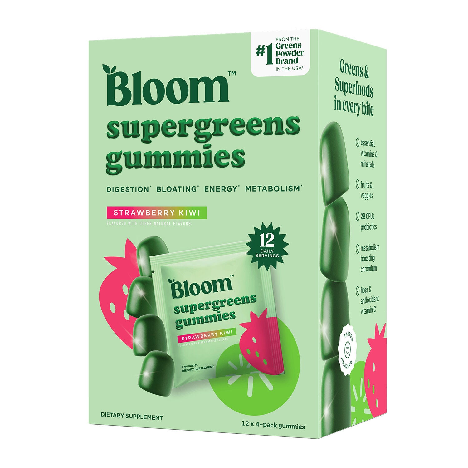 Supergreens Gummies - Strawberry Kiwi, 12 Servings
