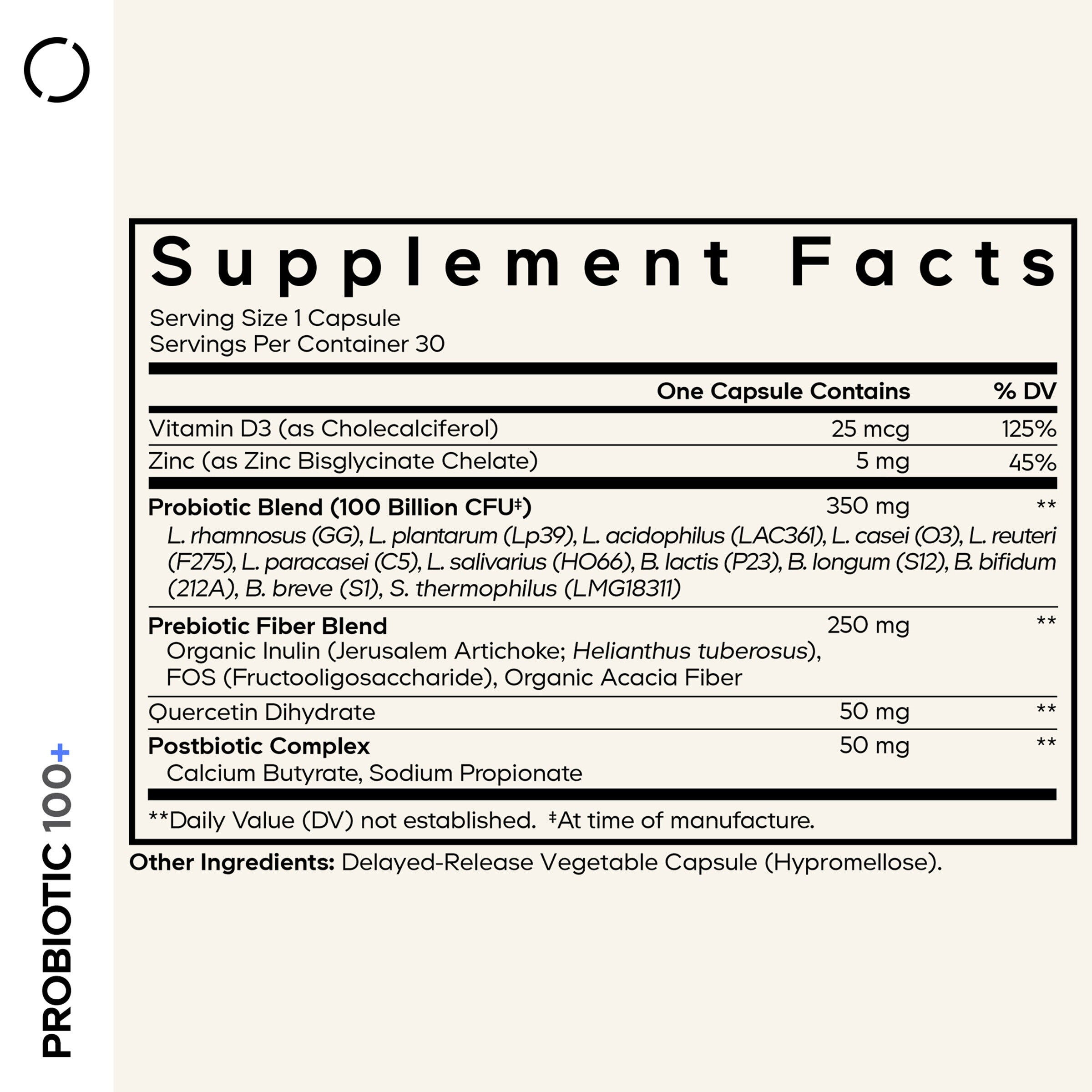 Probiotic+ 100 Billion CFU - 30 Vegetable Capsules (30 Servings)  | GNC