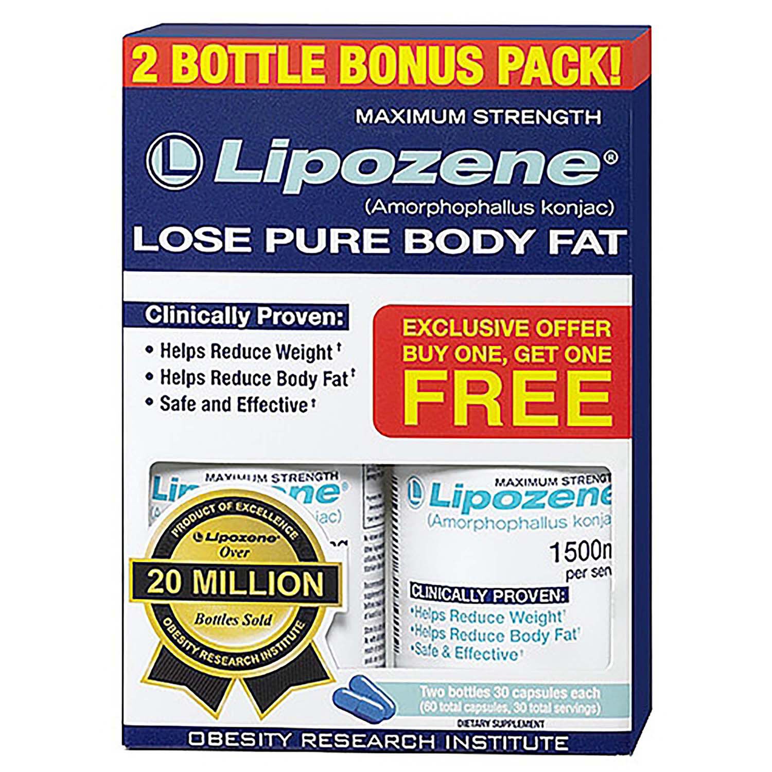 Lipozene® (Amorphophallus konjac ) 2 Bottle Bonus Pack GNC