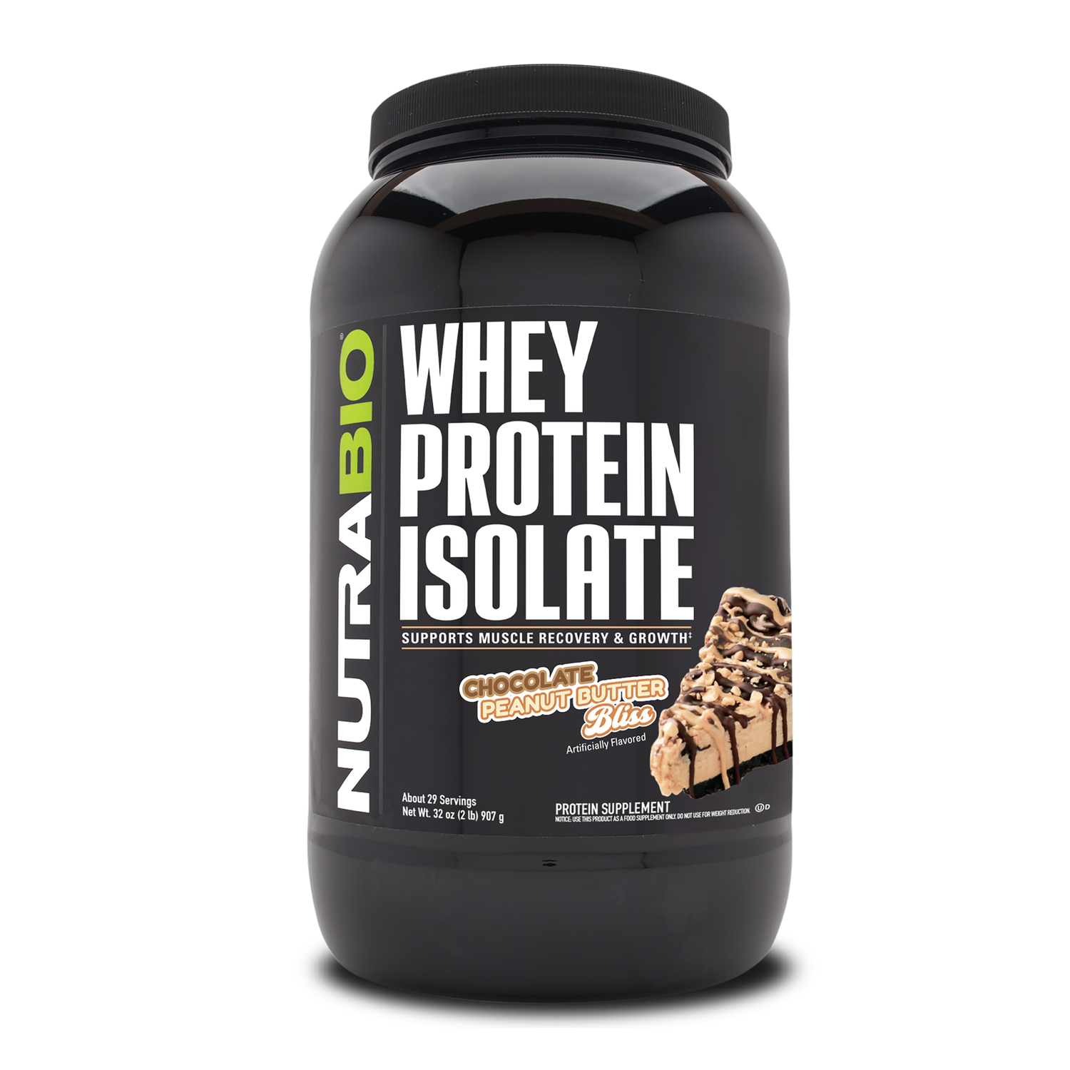NutraBio Whey Protein Isolate - Chocolate Peanut Butter Bliss (29 Servings) - 2 lbs.