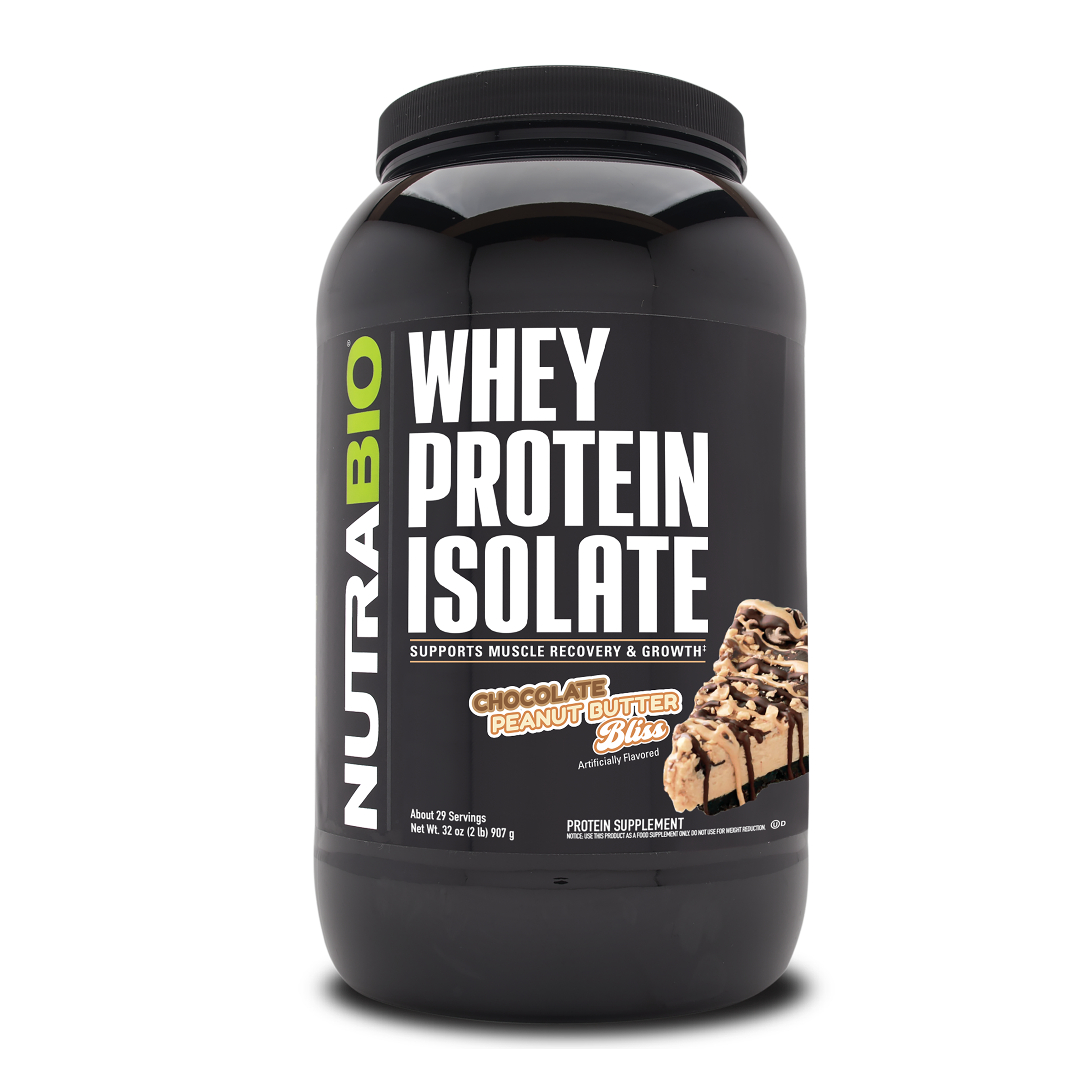 NutraBio Whey Protein Isolate - Chocolate Peanut Butter Bliss (29 Servings) 2 lbs.