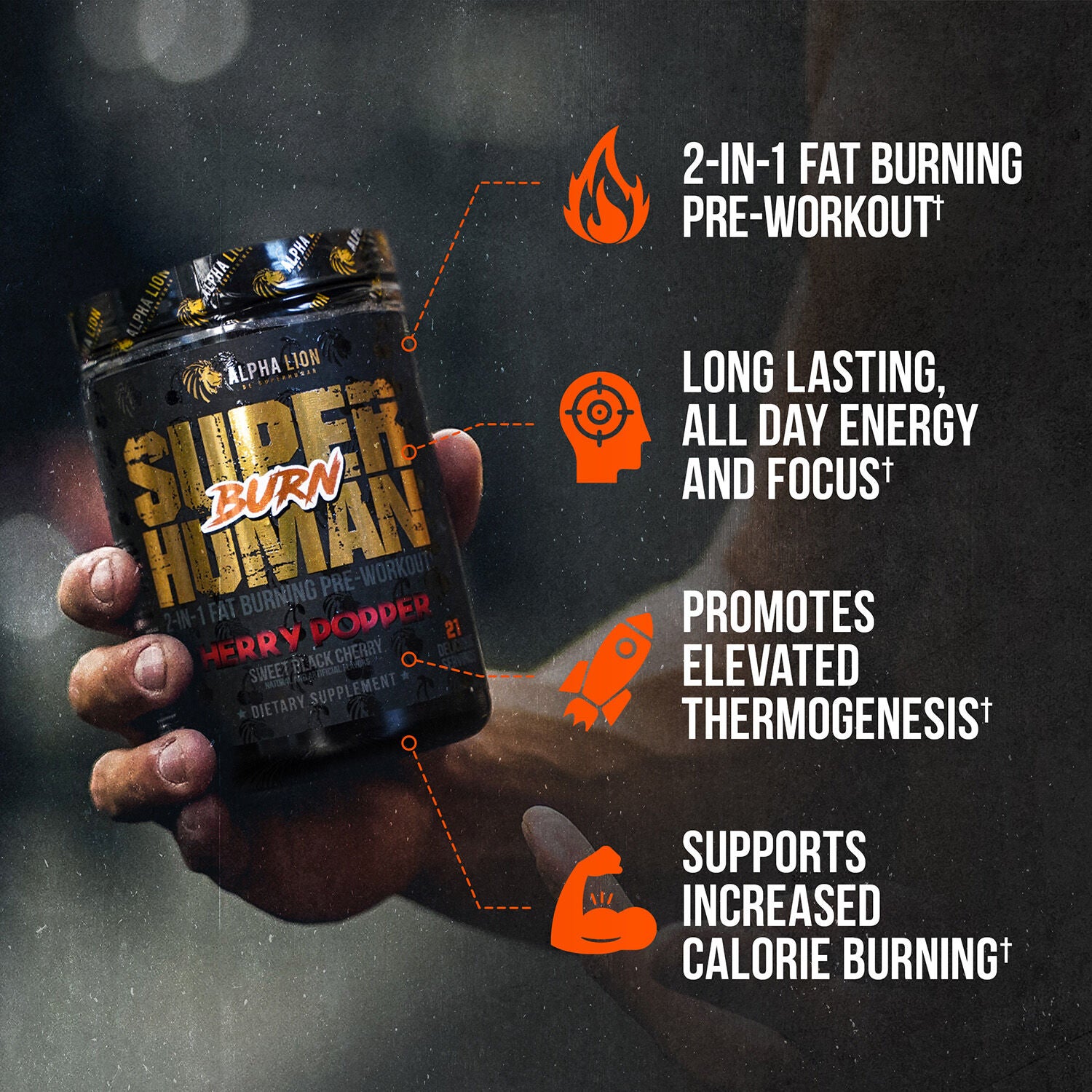 Superhuman Burn 2-In-1 Fat Burning Pre-Workout+ - Lemonator Blue Lemonade (21 Servings)