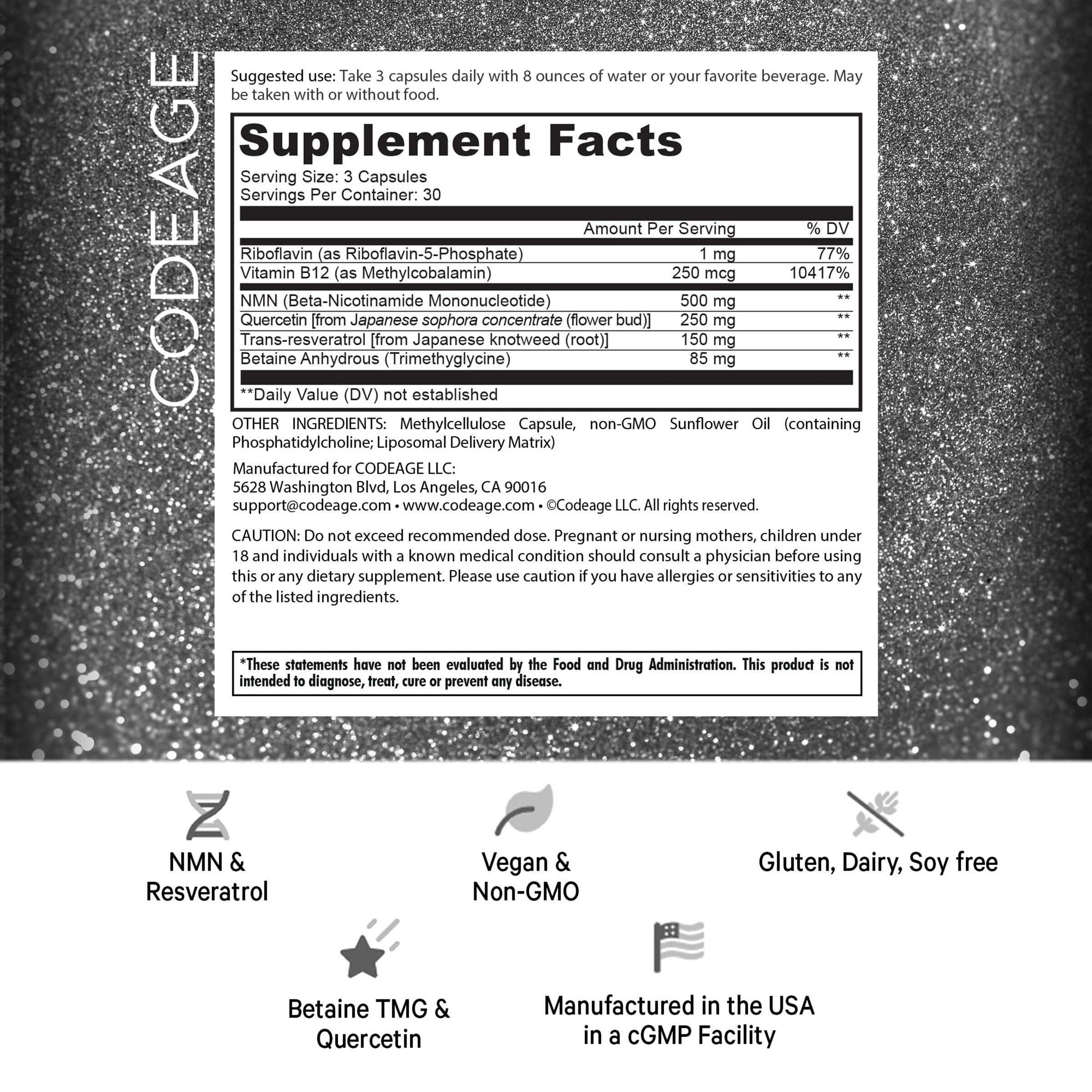 Codeage - Liposomal NMN Platinum - 90 Capsules (30 Servings