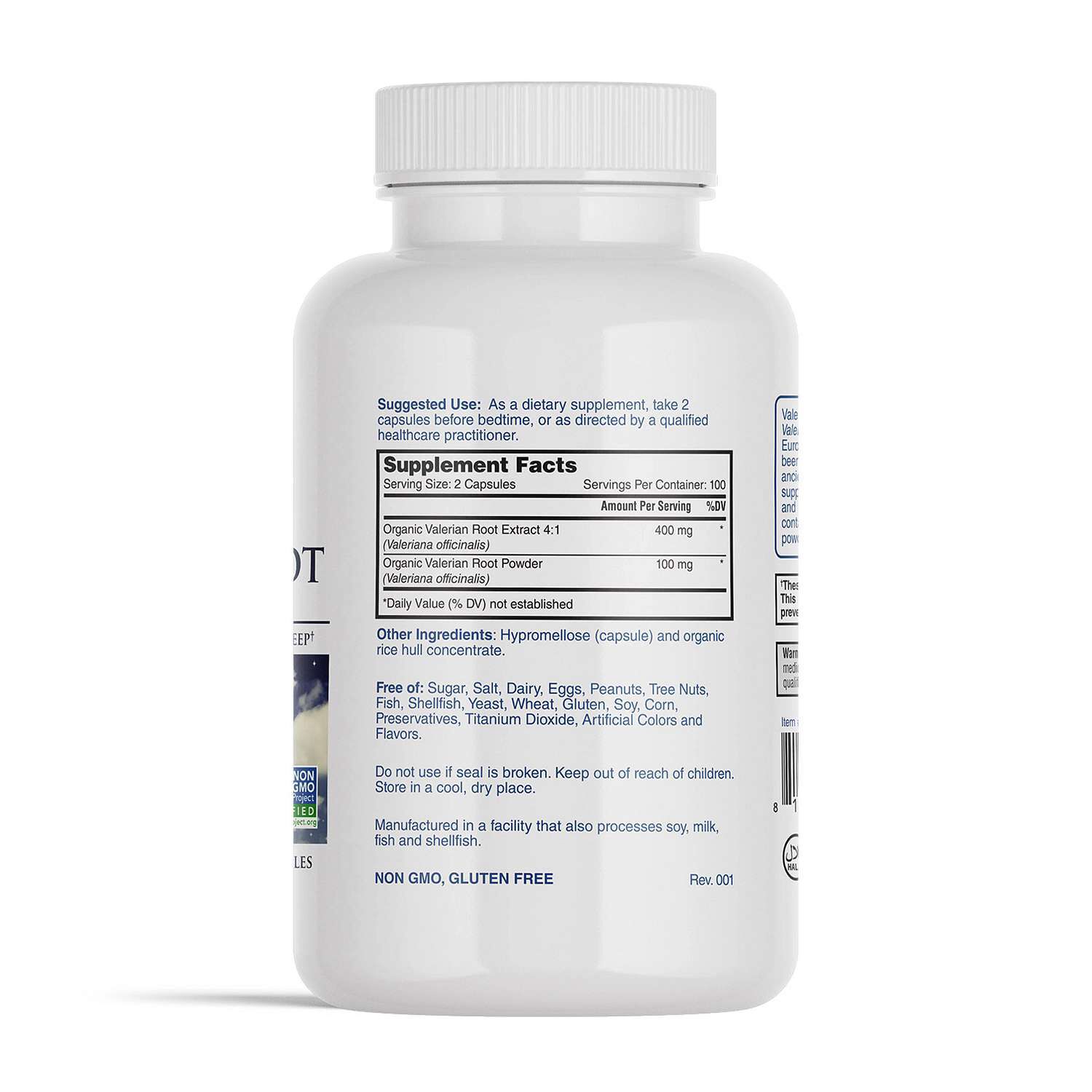 Valerian Root 500mg - 200 Vegetarian Capsules (100 Servings)