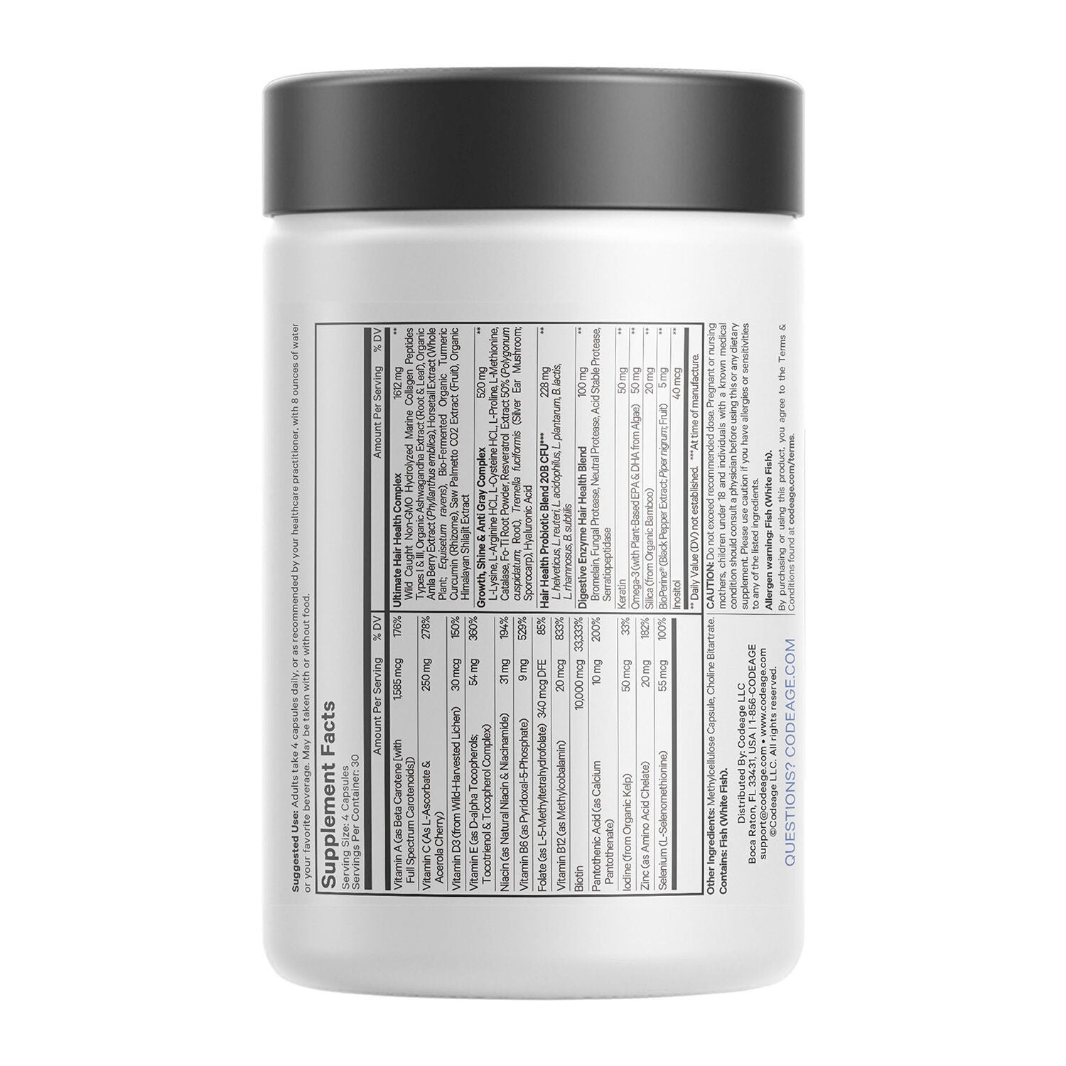 Hair Vitamins - Biotin 10000 mcg - Collagen - Keratin &amp; Multivitamins - 120 Capsules (30 Servings)  | GNC