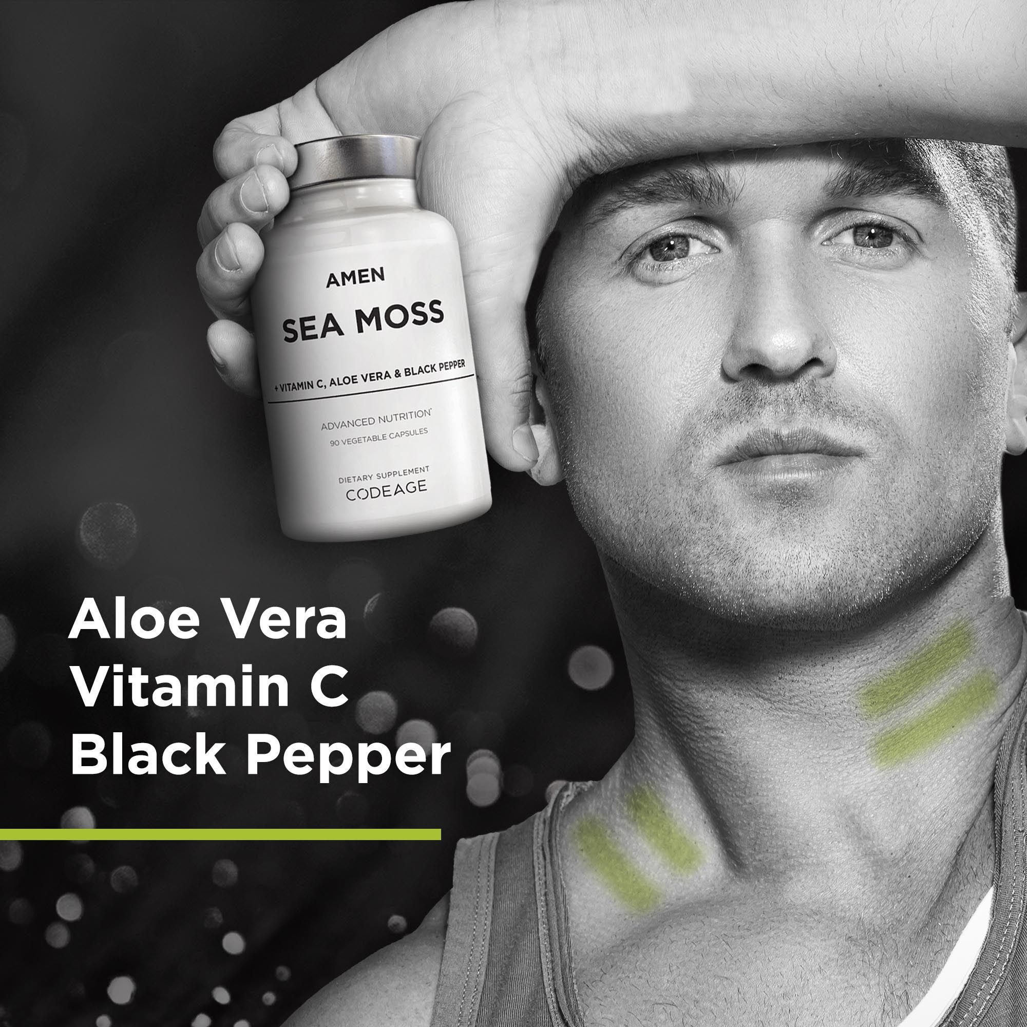 AMEN Sea Moss + Vitamin C - Aloe Vera & Black Pepper - 90 Vegetable Capsules (30 Servings)