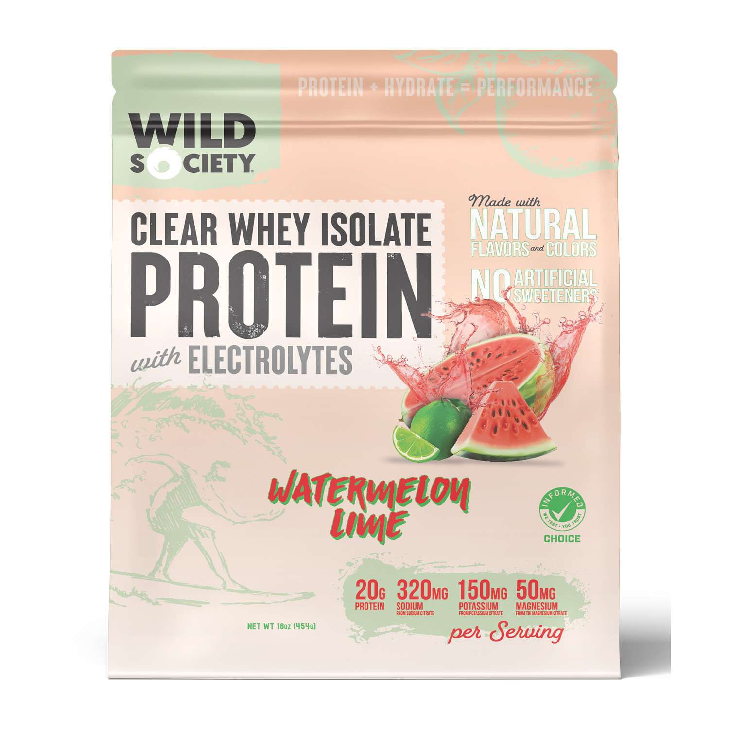 Clear Whey Isolate Protein with Electrolytes - Watermelon Lime (16 Servings)
