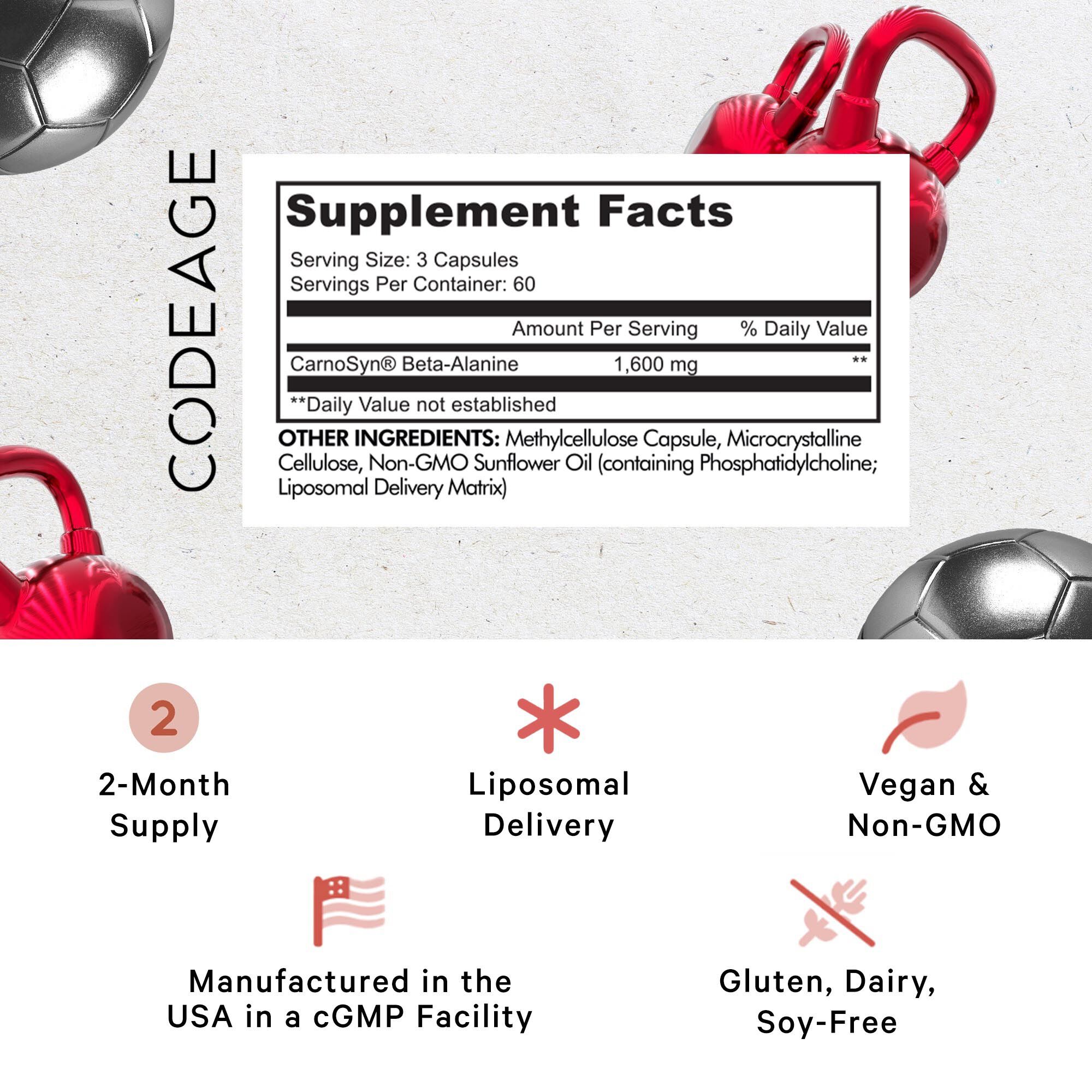 Liposomal Beta-Alanine+ - 180 Capsules (60 Servings)  | GNC