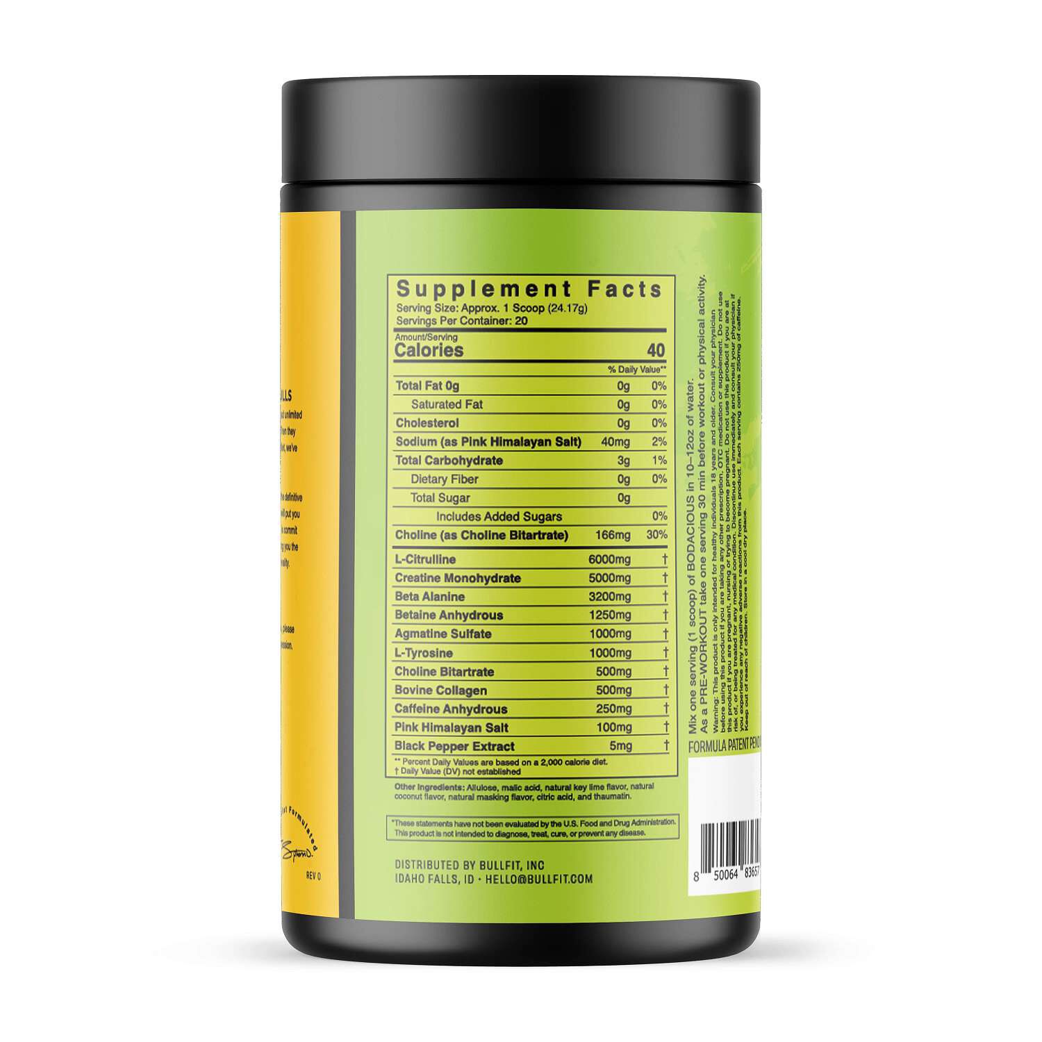 Bodacious Pre-Workout - Coconut Lime (20 Servings)  | GNC