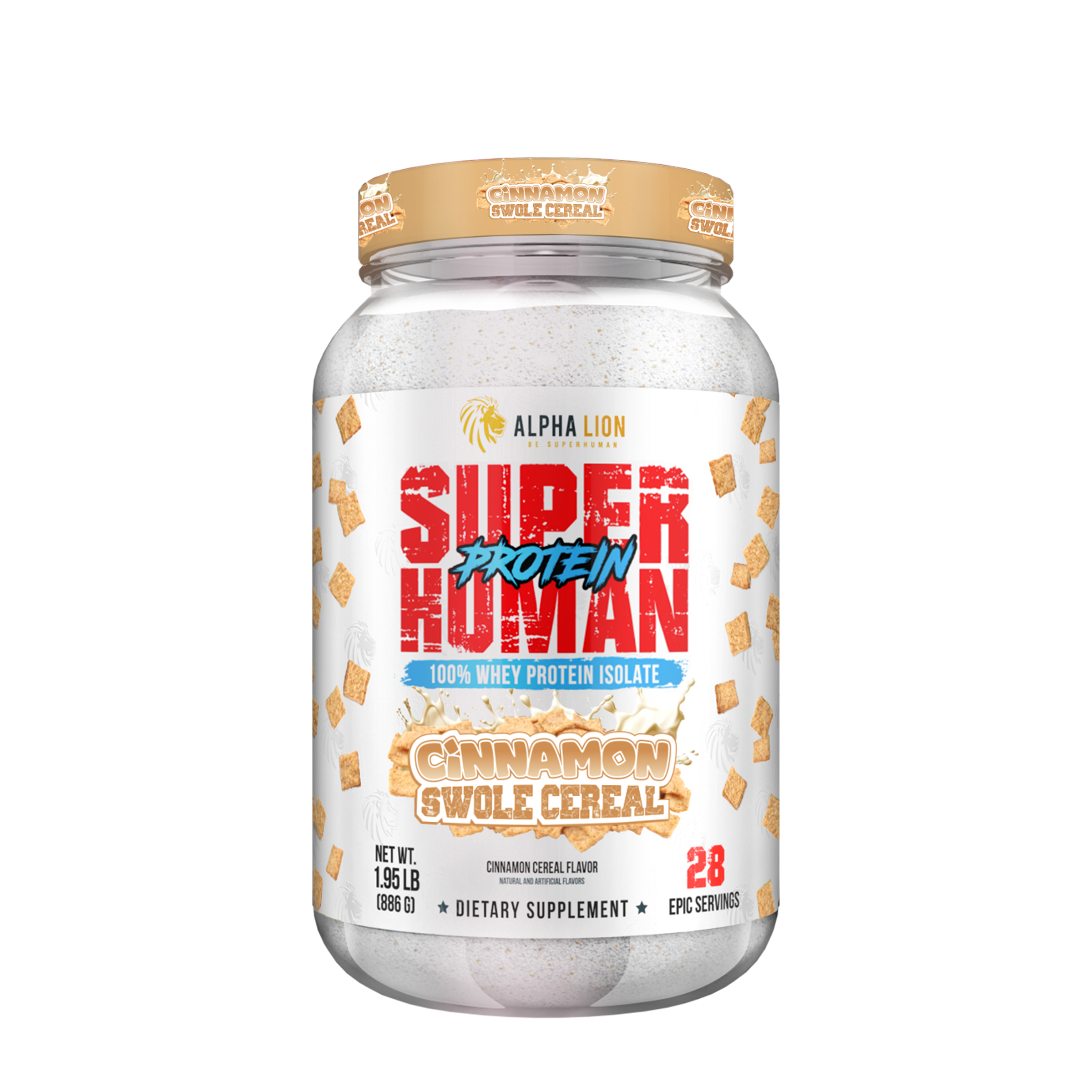 Superhuman 100 Whey Protein Isolate Cinnamon Swole Cereal (28