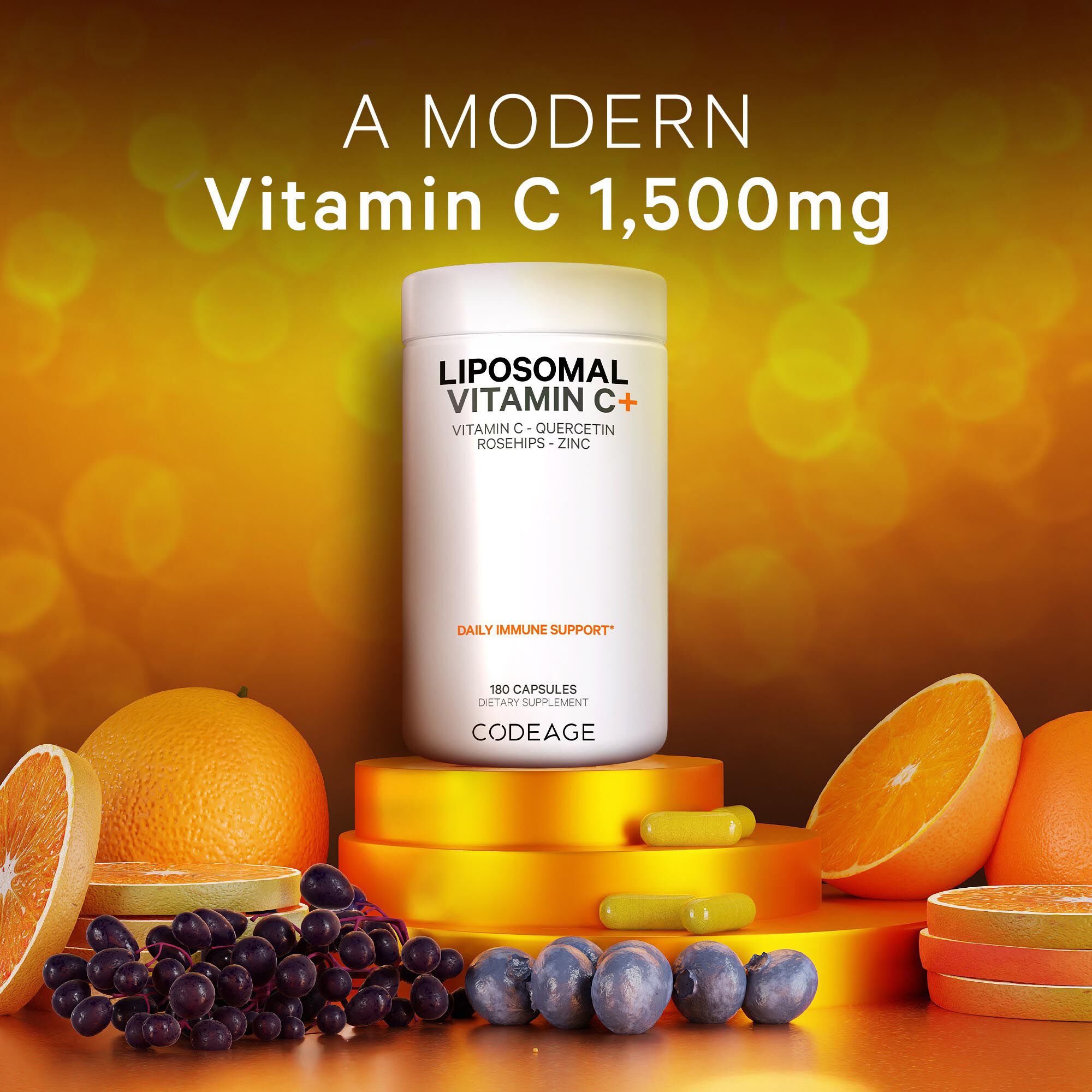 Liposomal Vitamin C + 1500mg - 180 Capsules (60 Servings)  | GNC