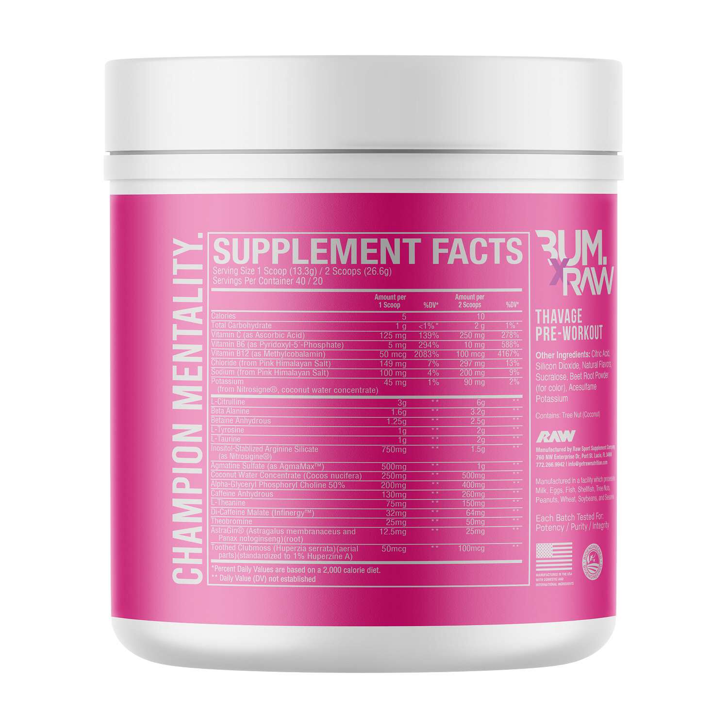 Thavage Pre-Workout - Cotton Candy Grape (40 Servings)