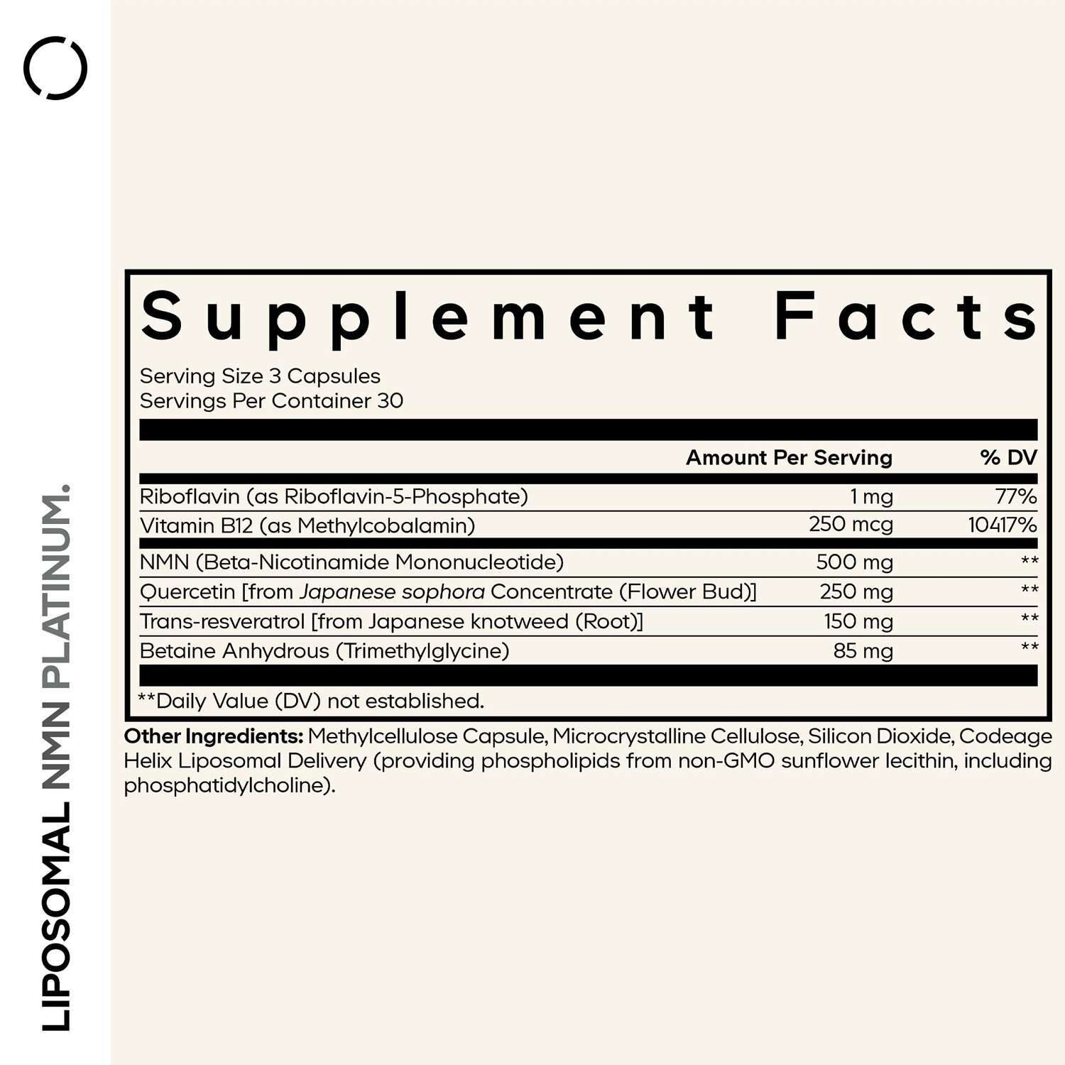 Liposomal NMN Platinum - 90 Capsules (30 Servings)