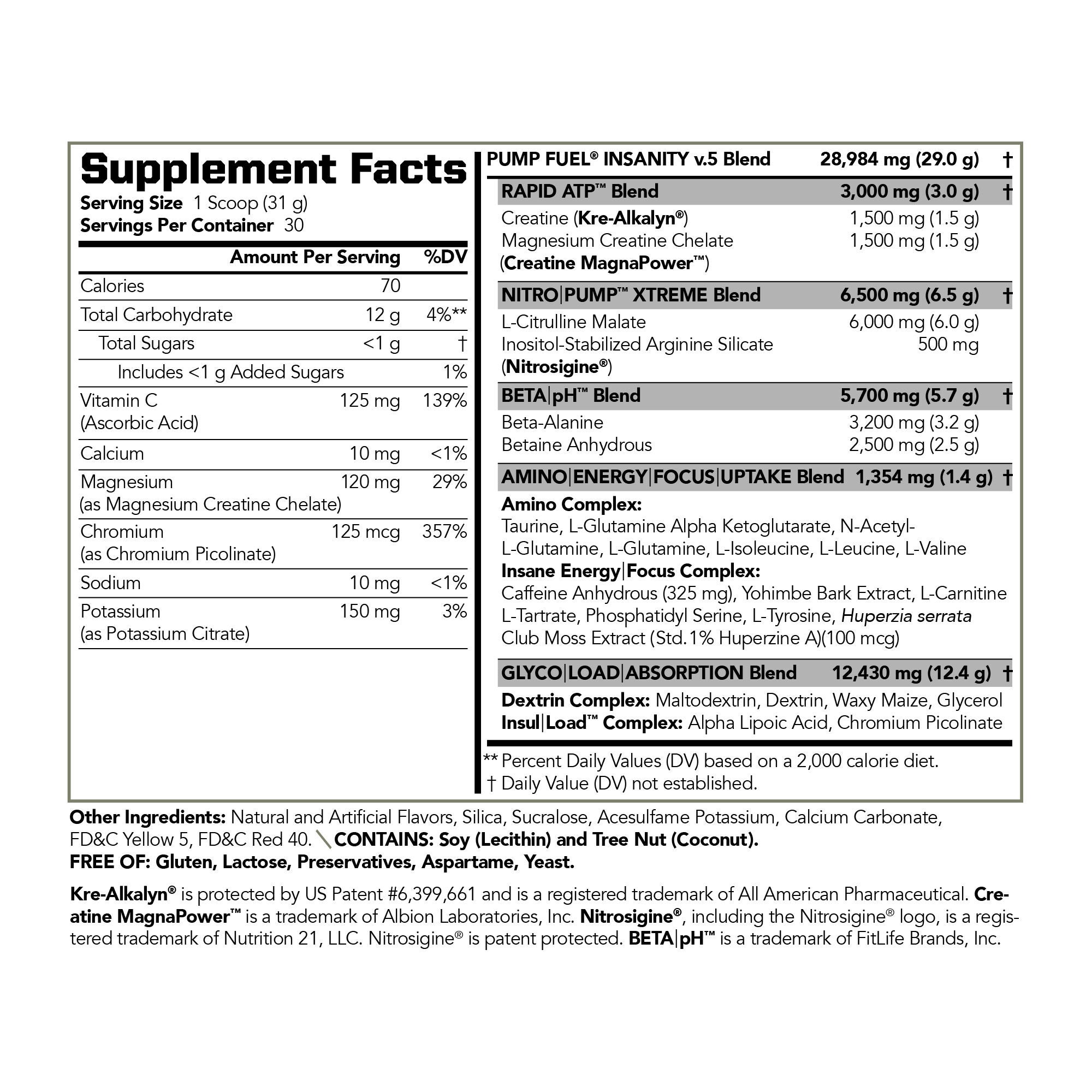 PMD Ultra Pump Fuel Insanity Miami Sunrise Supplement Facts