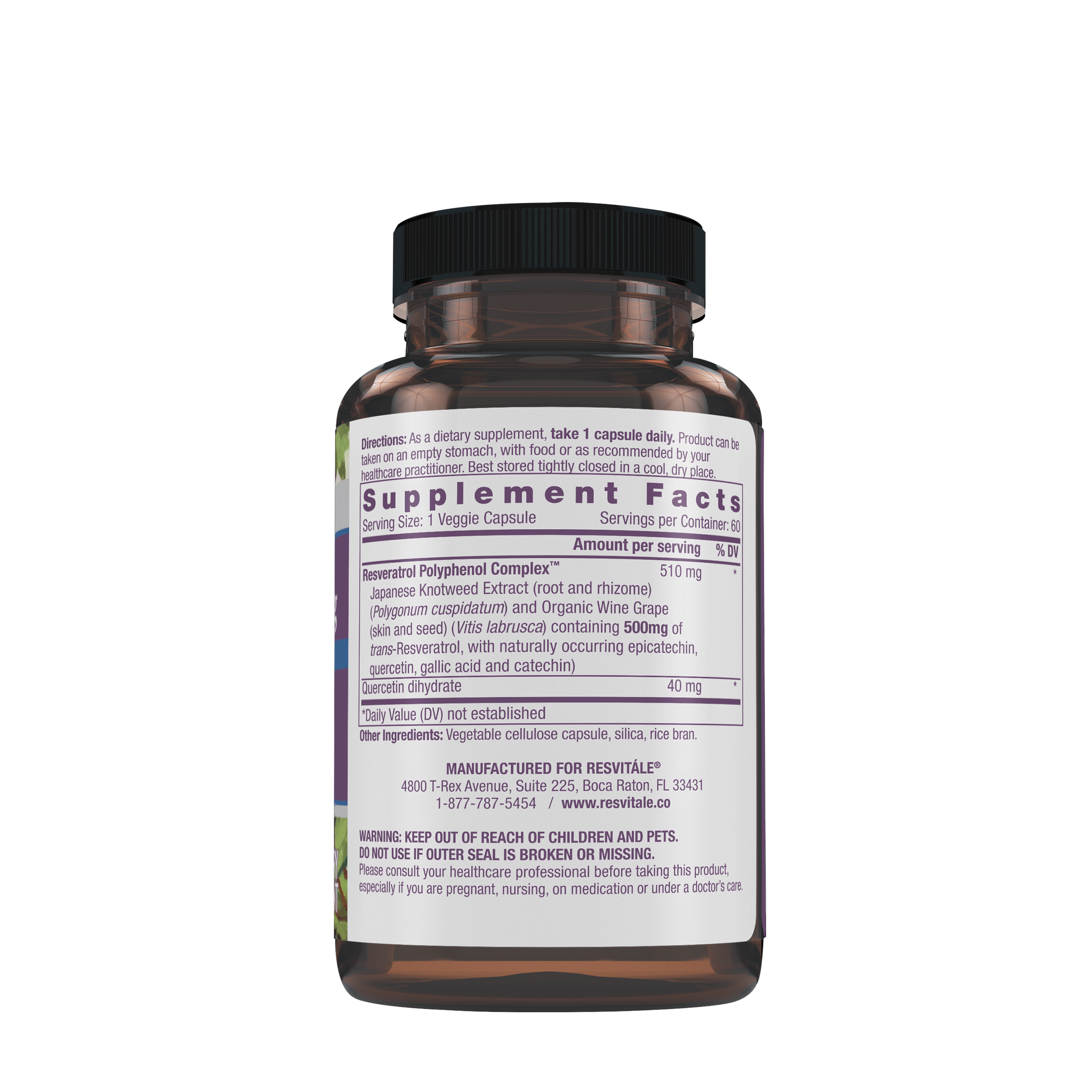 Resveratrol 500mg - 60 Vegetarian Capsules (60 Servings)