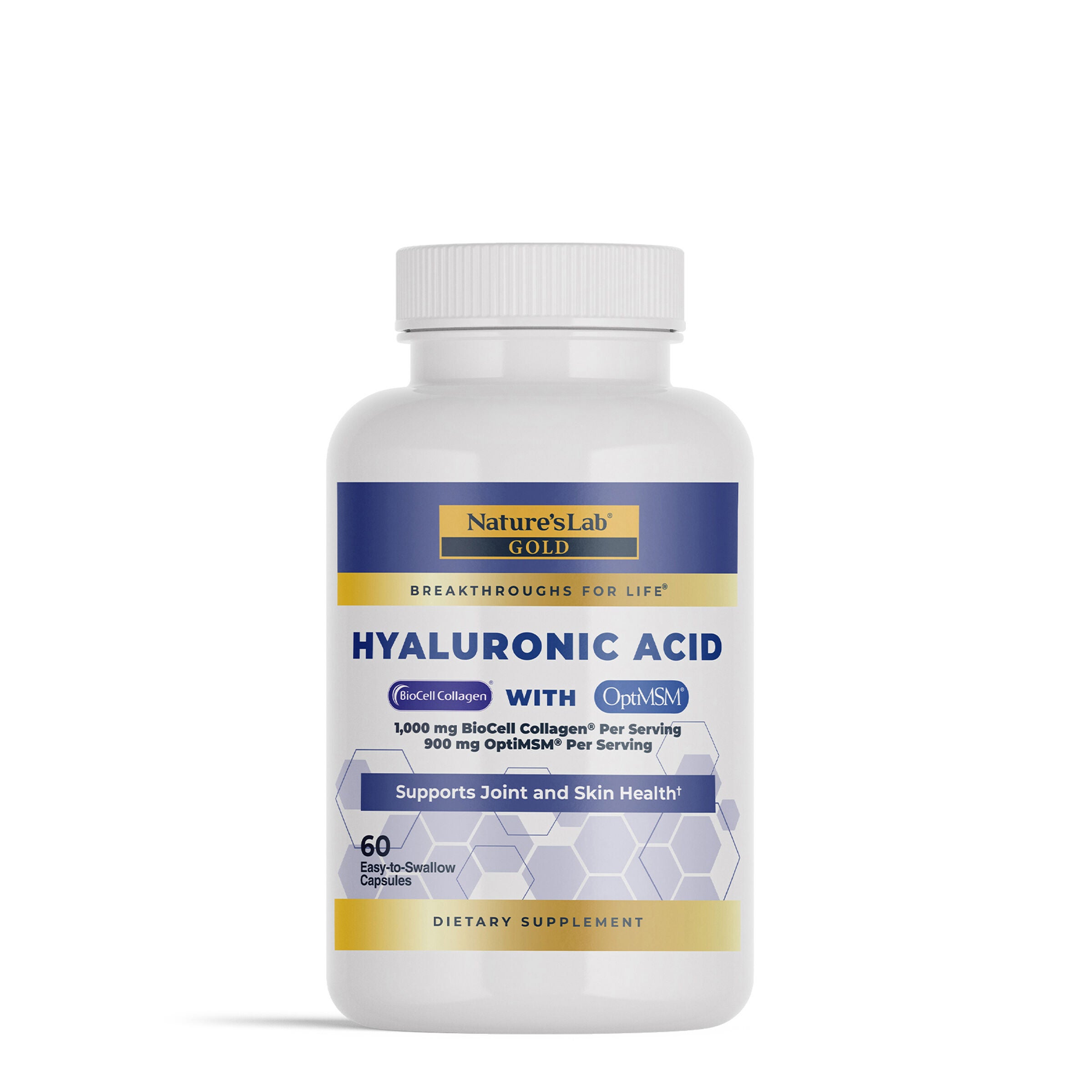 Hyaluronic Acid with BioCell Collagen & MSM 60 Capsules (20 Servings) GNC
