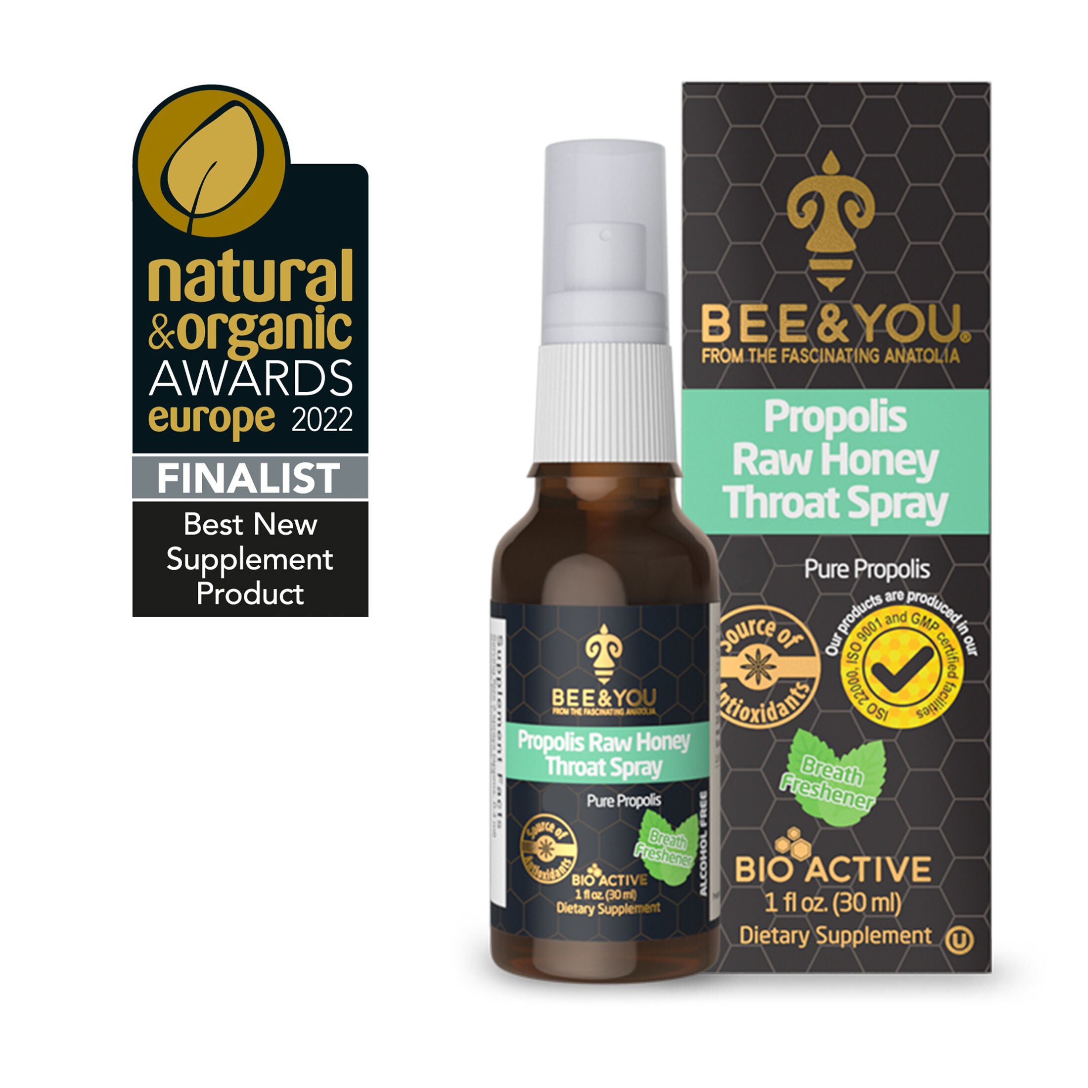 Propolis Raw Honey Throat Spray: 6% Pure Propolis - 1 oz. (75 Servings)