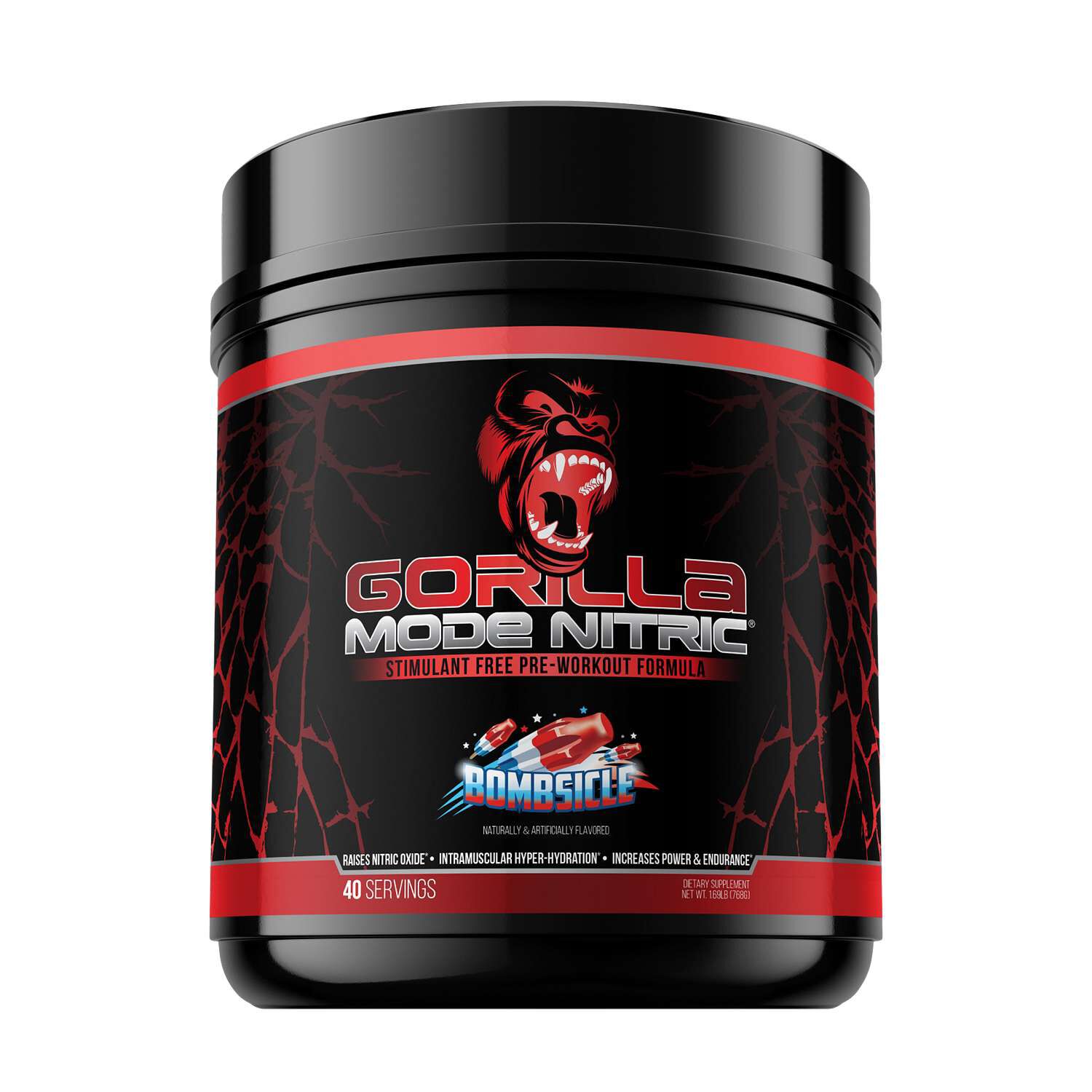 Gorilla Mode Nitric Stim Free Pre-Workout - Bombsicle (40 Servings)  | GNC