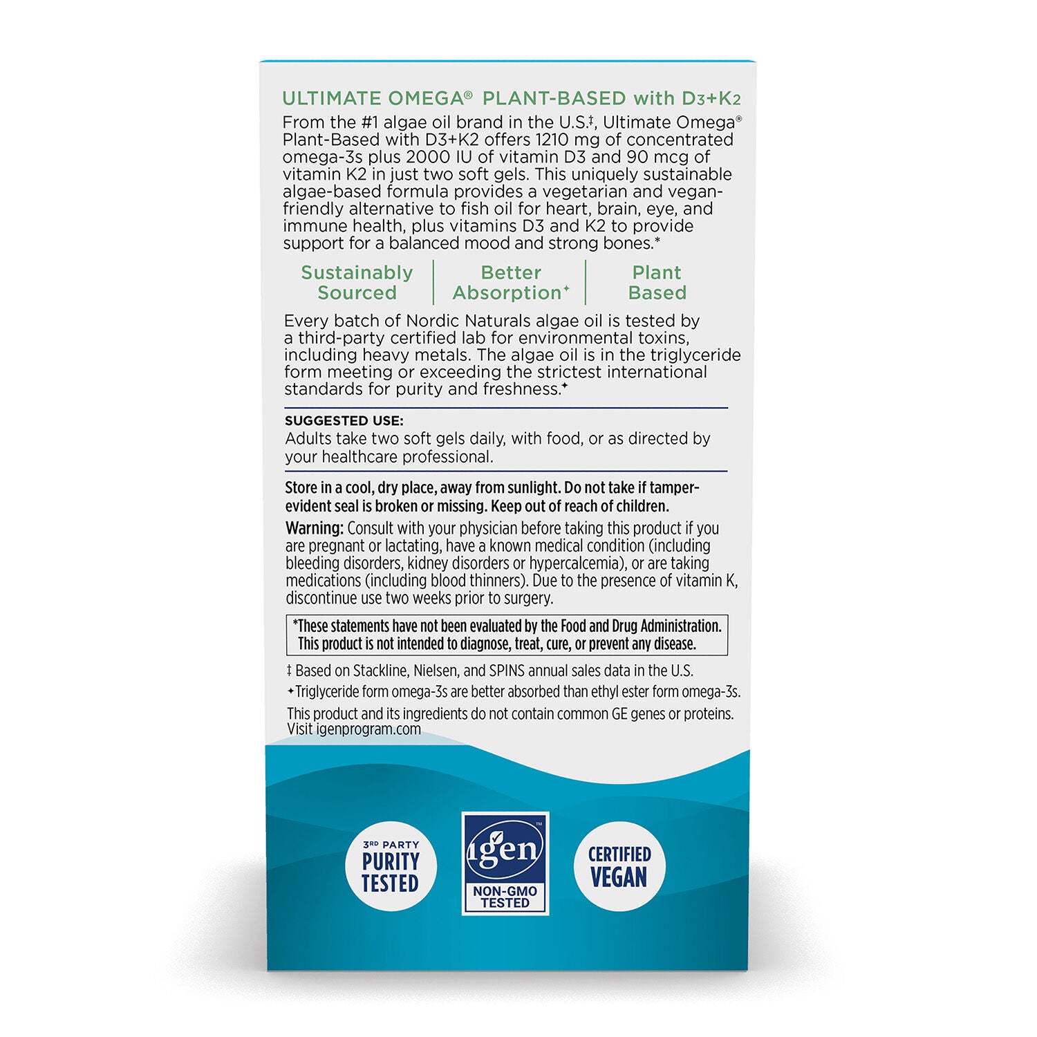 Omega Plant Based D3+K2 (30 Servings)  | GNC