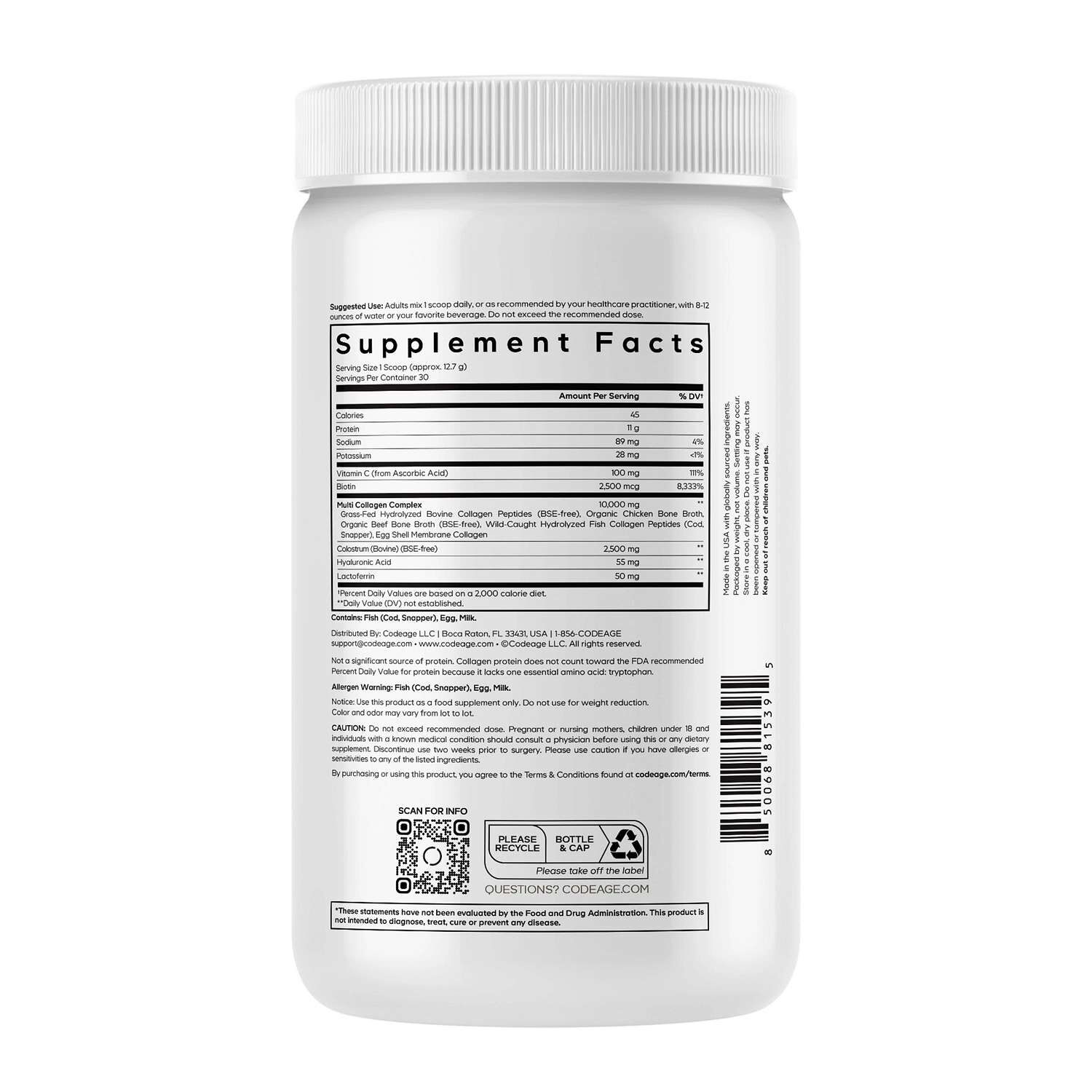 Multi Collagen Colostrum Powder - Unflavored - 12.4 oz. (30 Servings)  | GNC