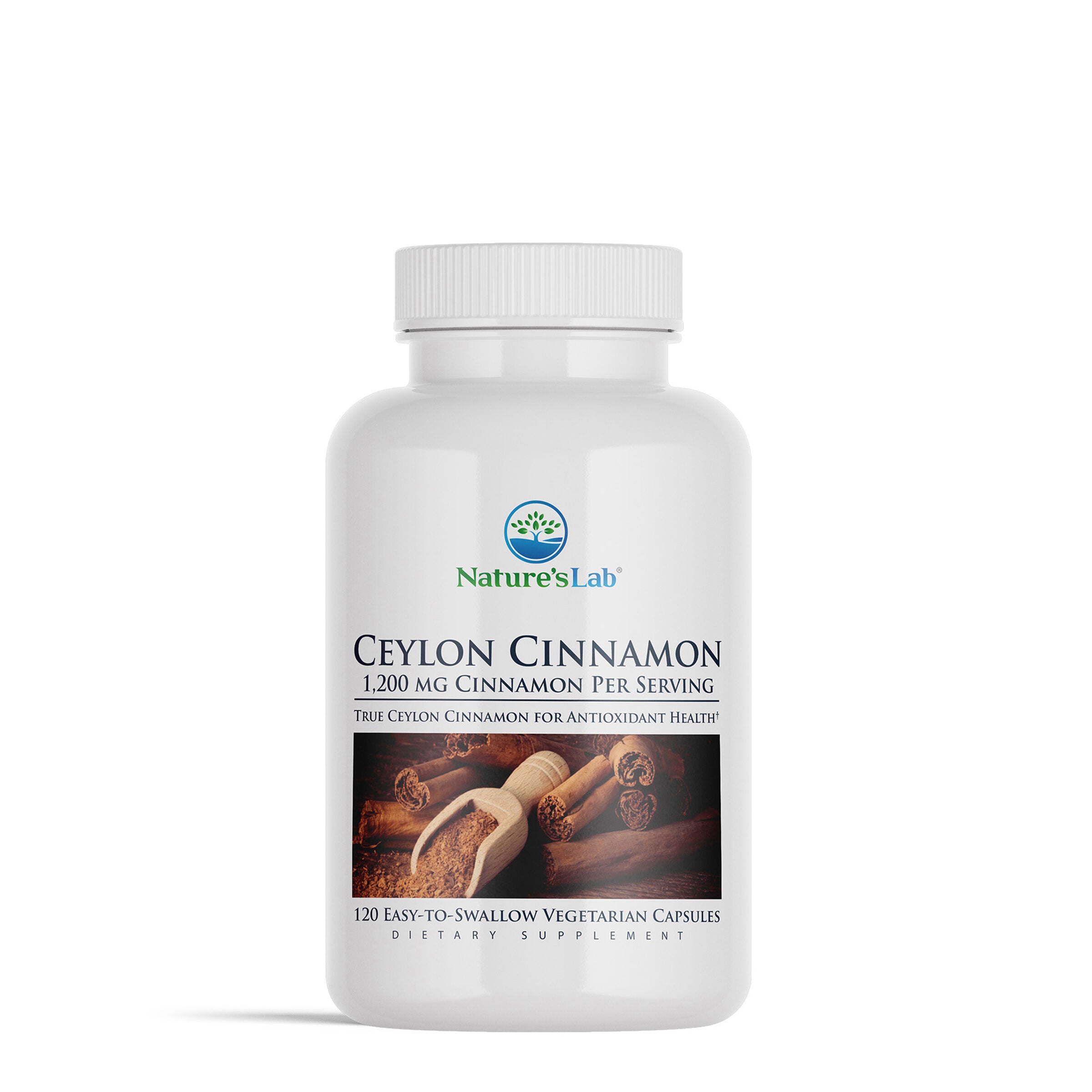 Nature's Lab Ceylon Cinnamon 1200Mg Healthy - 120 Vegetarian Capsules (60 Servings)