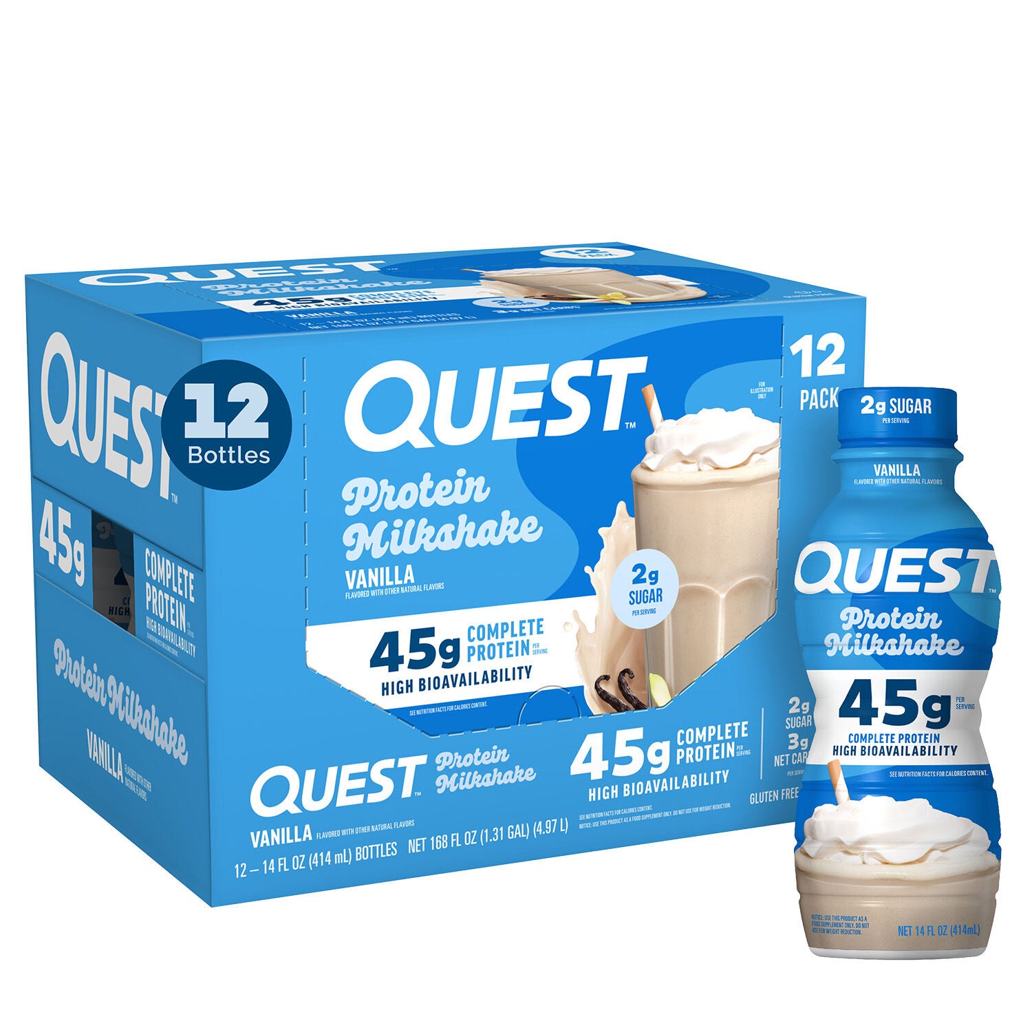 Protein Milkshake RTD - Vanilla - 14 fl oz (12 Bottles) | GNC
