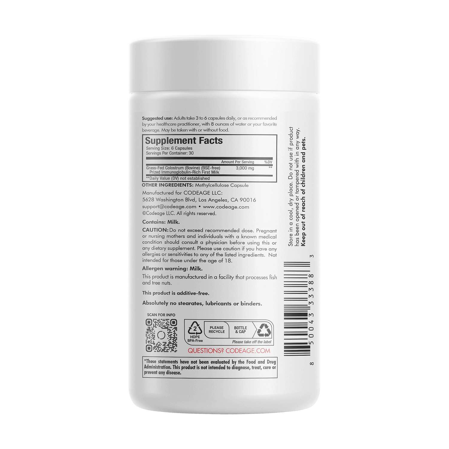 Immuno Bovine Colostrum - 180 Capsules (30 Servings)
