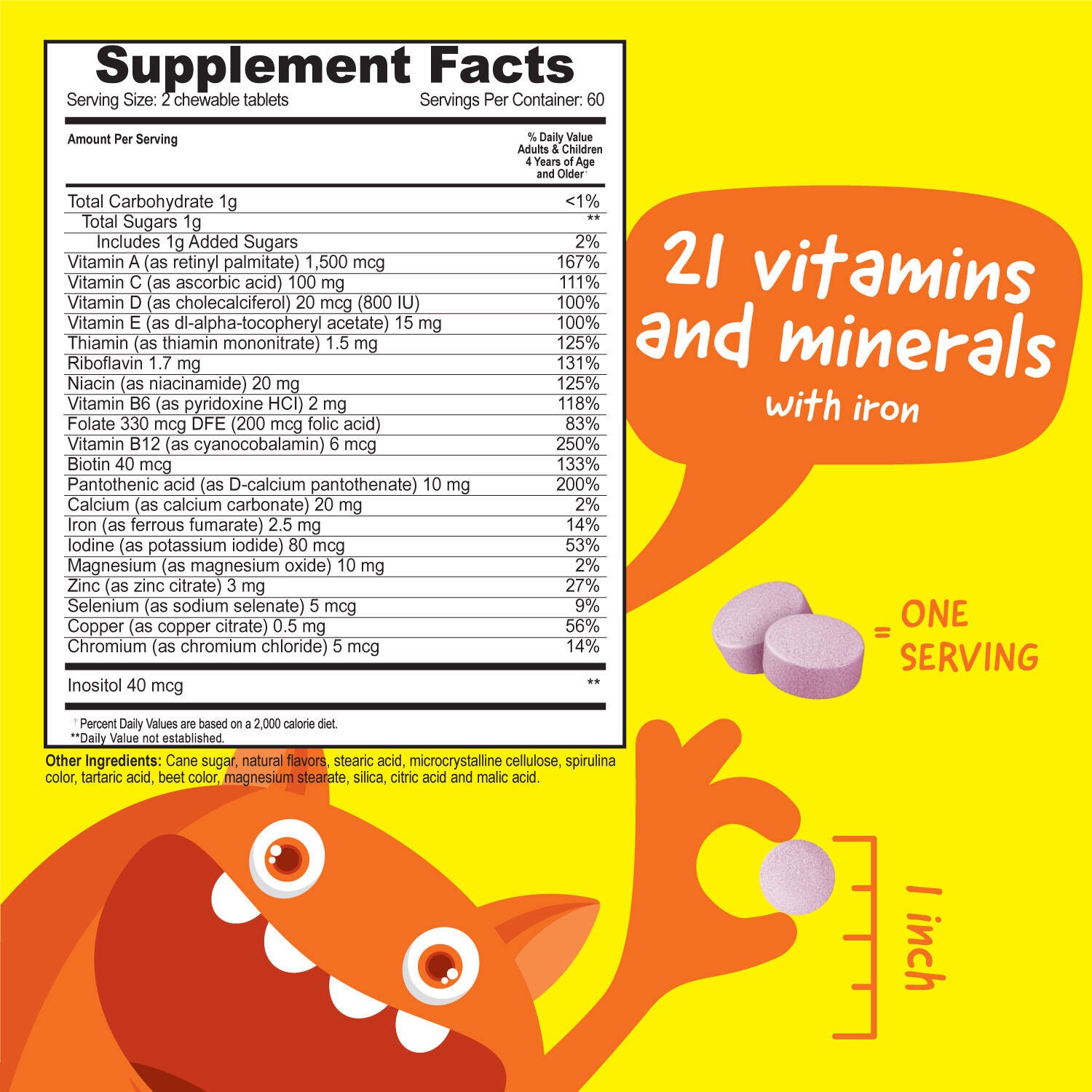 Kids Multivitamin With Iron - 120 Chewables (60 Servings)  | GNC