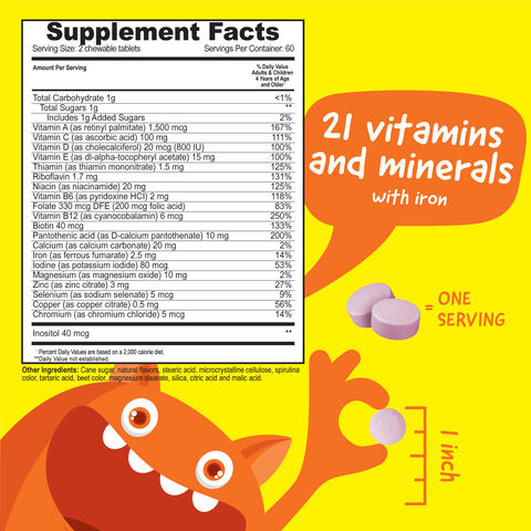 Kids Multivitamin With Iron - 120 Chewables &#40;60 Servings&#41;  | GNC