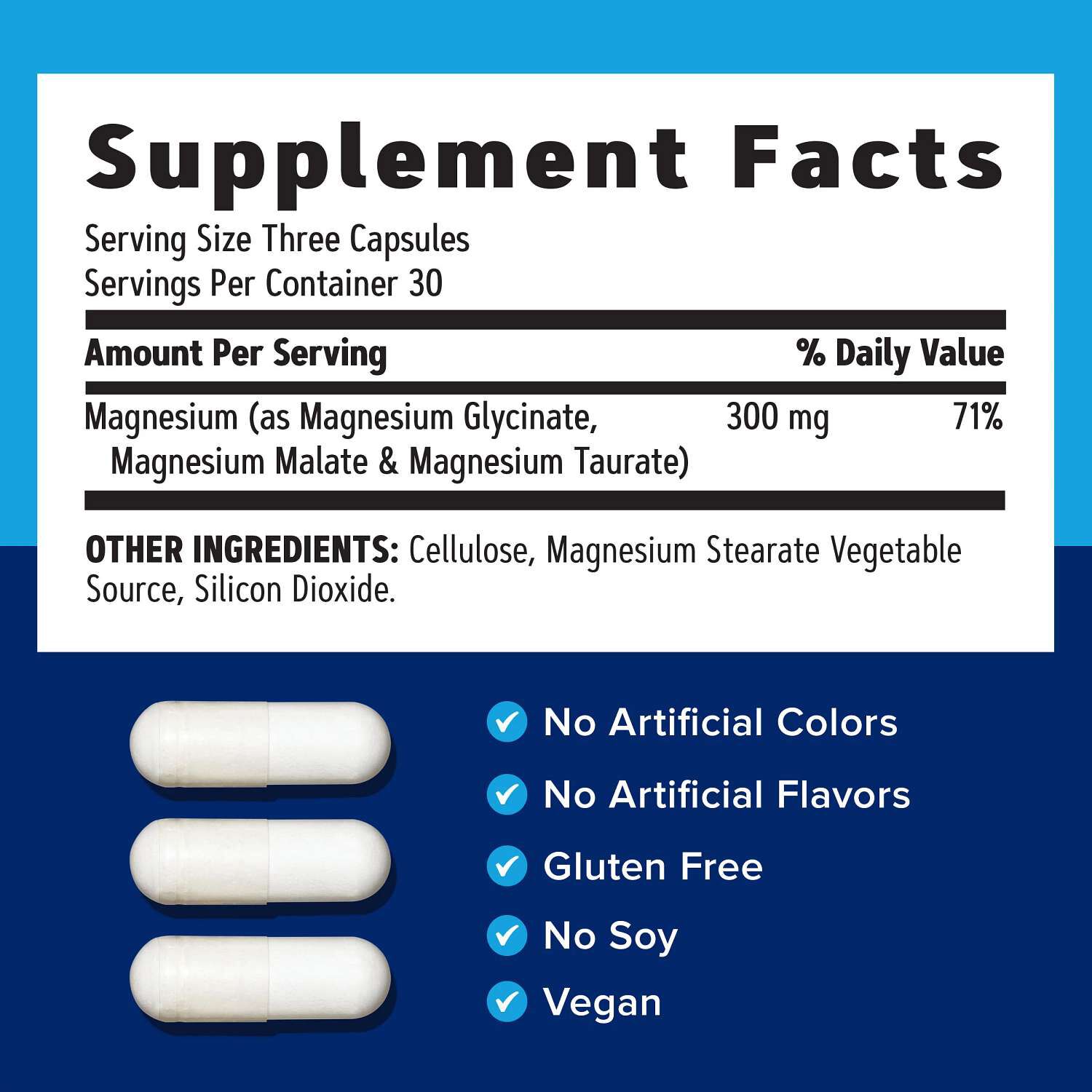 Super Magnesium 300mg - 90 Capsules (30 Servings)