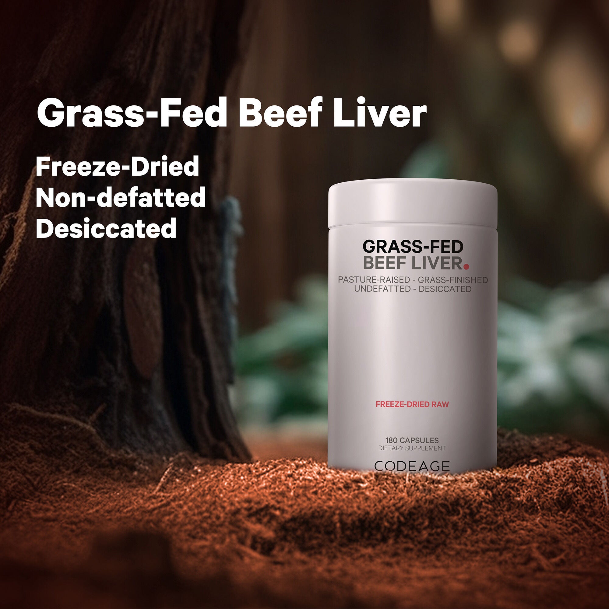 Grass-Fed Beef Liver - 180 Capsules (60 Servings)  | GNC