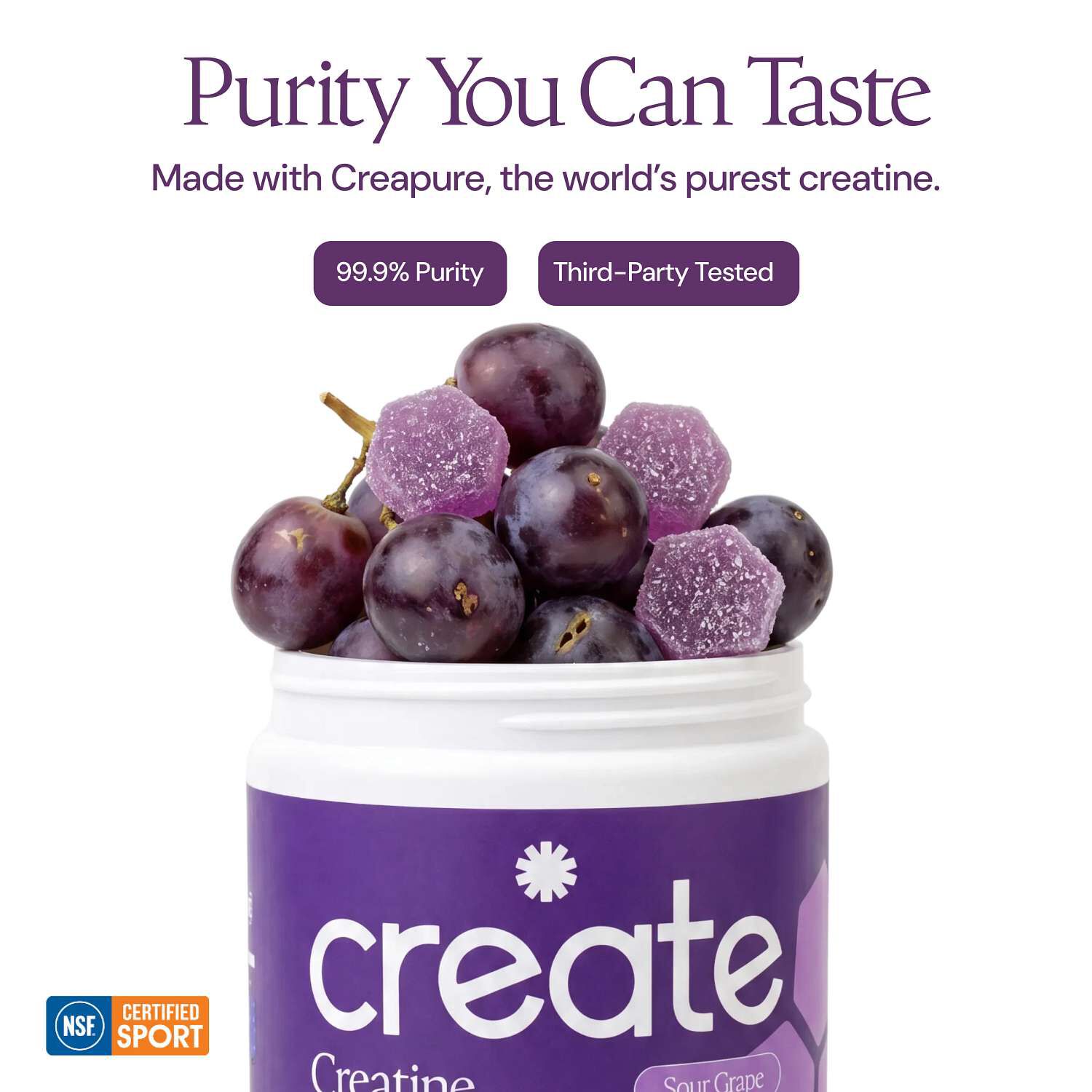 Creatine Monohydrate Gummies - Sour Grape - 90 Gummies (30 Servings)  | GNC