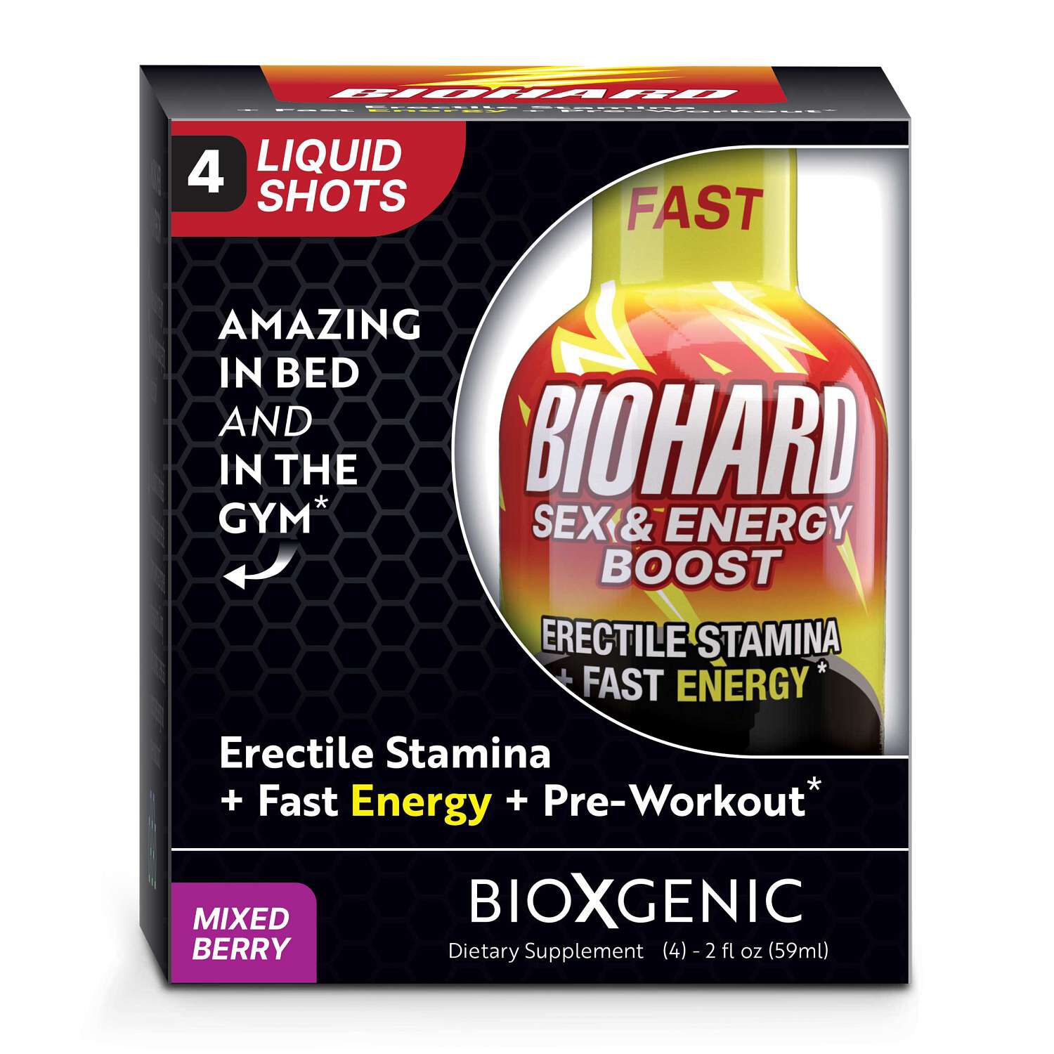 BIOHARD Sex & Energy Boost - Mixed Berry (4 Liquid Shots)