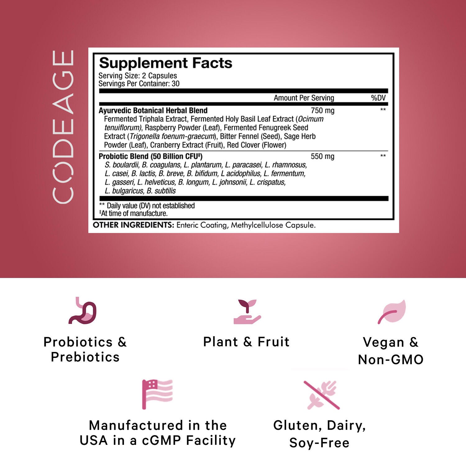 Women's Probiotic 50 Billion CFU &amp; Prebiotics Vegan Digestion Supplement - 60 Capsules (30 Servings)  | GNC