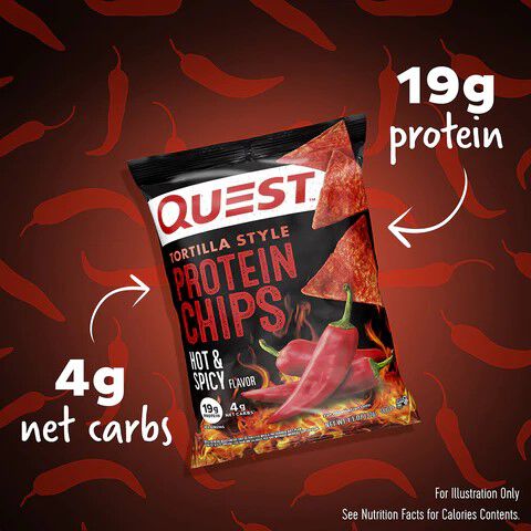 Tortilla Style Protein Chips - Hot &amp; Spicy (8 Bags) Hot &amp; Spicy | GNC