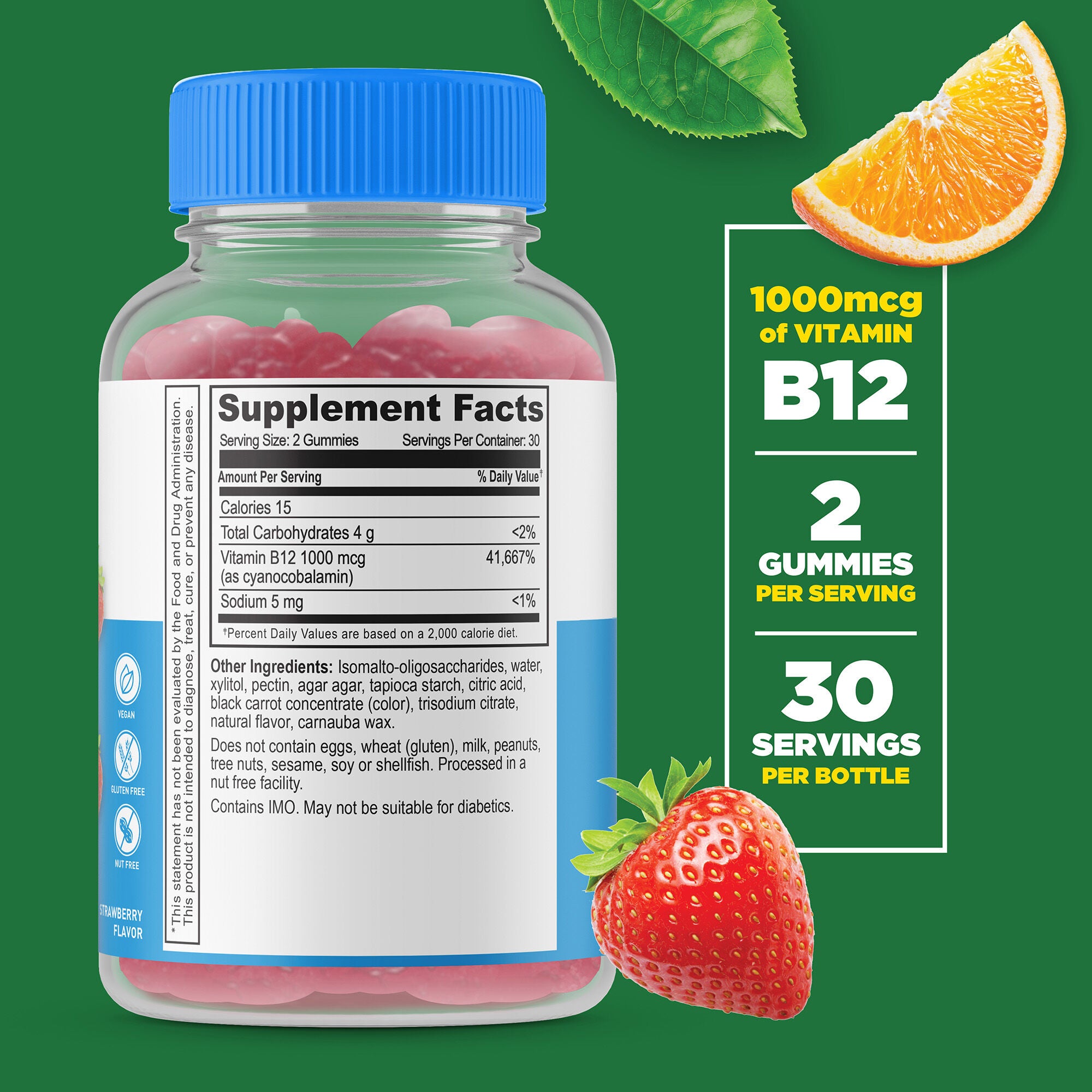 Sugar Free Vitamin B12 1000mcg - 60 Gummies (30 Servings)  | GNC